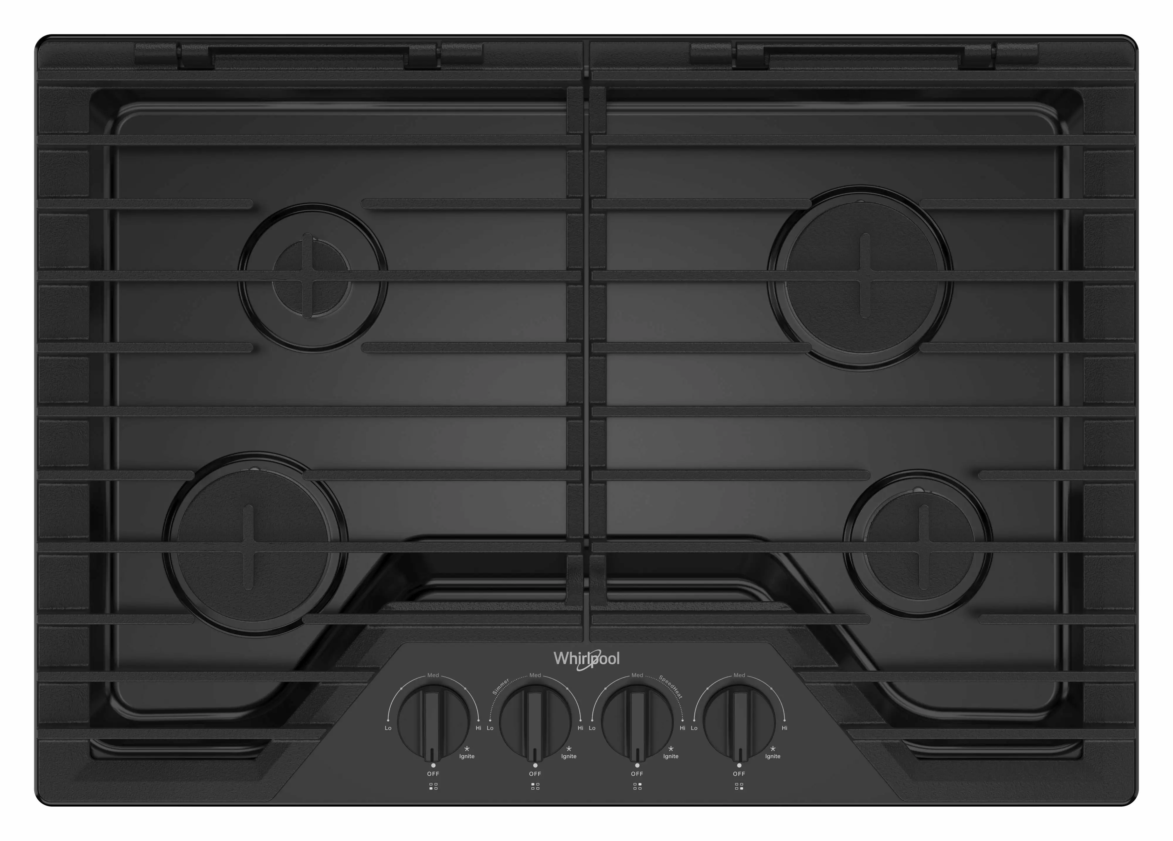 Whirlpool 30 Inch Gas Cooktop. 4 Burner in black WCGK5030PB