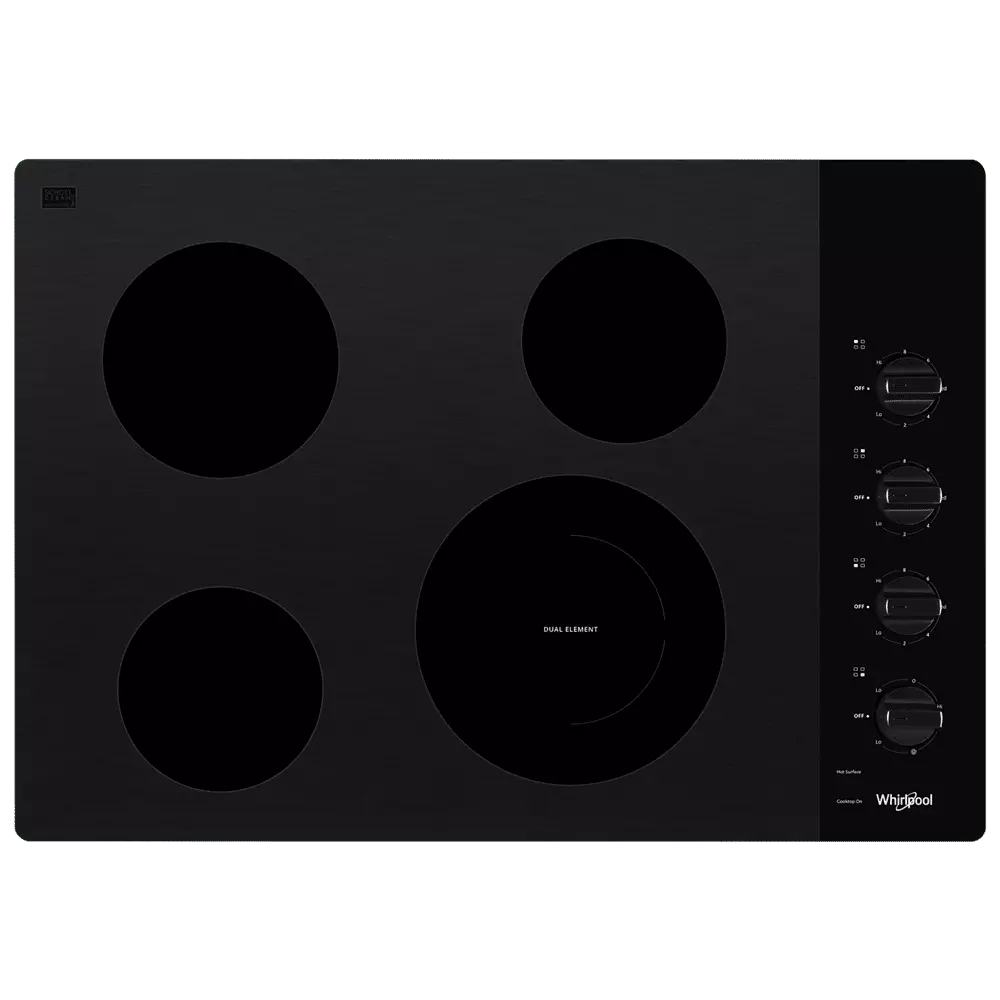 Whirlpool? Brand New Model WCE55US0HB 30-inch Electric Ceramic Glass Cooktop with Dual Radiant Element and Hot Surface Indicator - Depth: 21.25 - Height: 5.25 - Width: 30