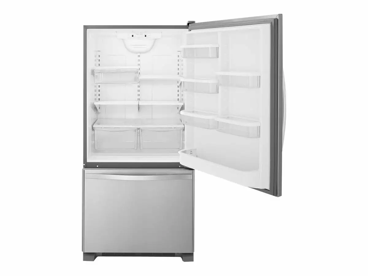 Whirlpool? Brand New WRB322DMBM - 33-inches wide Bottom-Freezer Refrigerator with Spill Guard? Glass Shelves - 22 Cu. ft