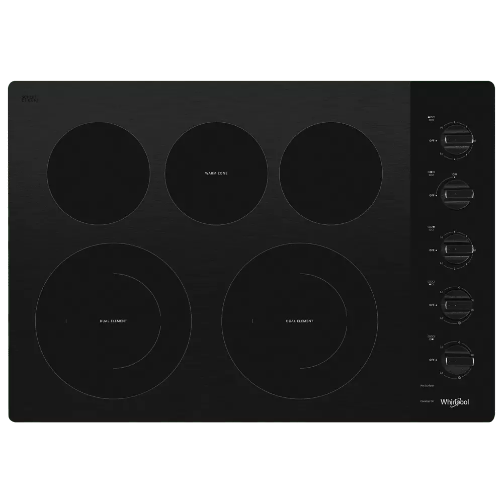 Whirlpool WCE77US0HB 30 inch Black 5 Burner Electric Cooktop