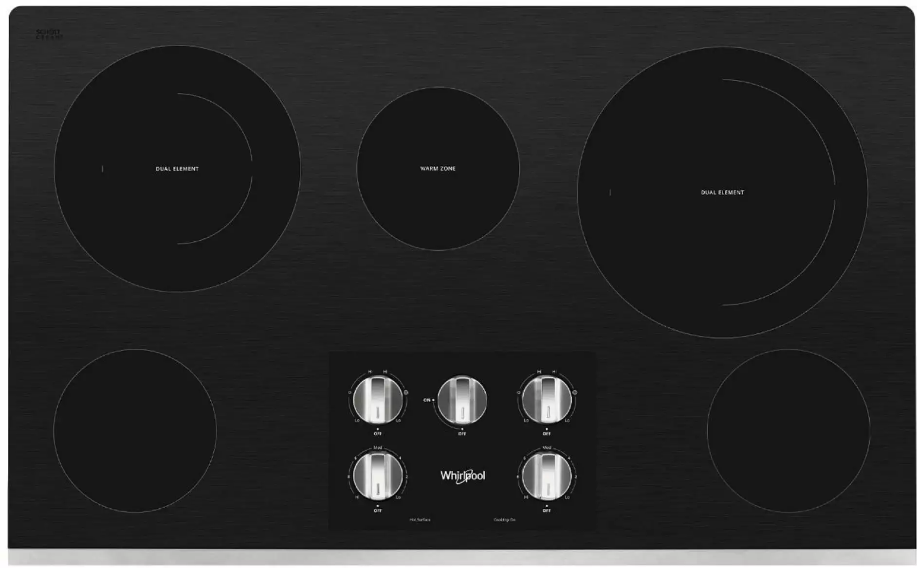 Whirlpool WCE77US6HS 36 Inch Smoothtop Electric Ceramic Glass Cooktop with Radiant Elements