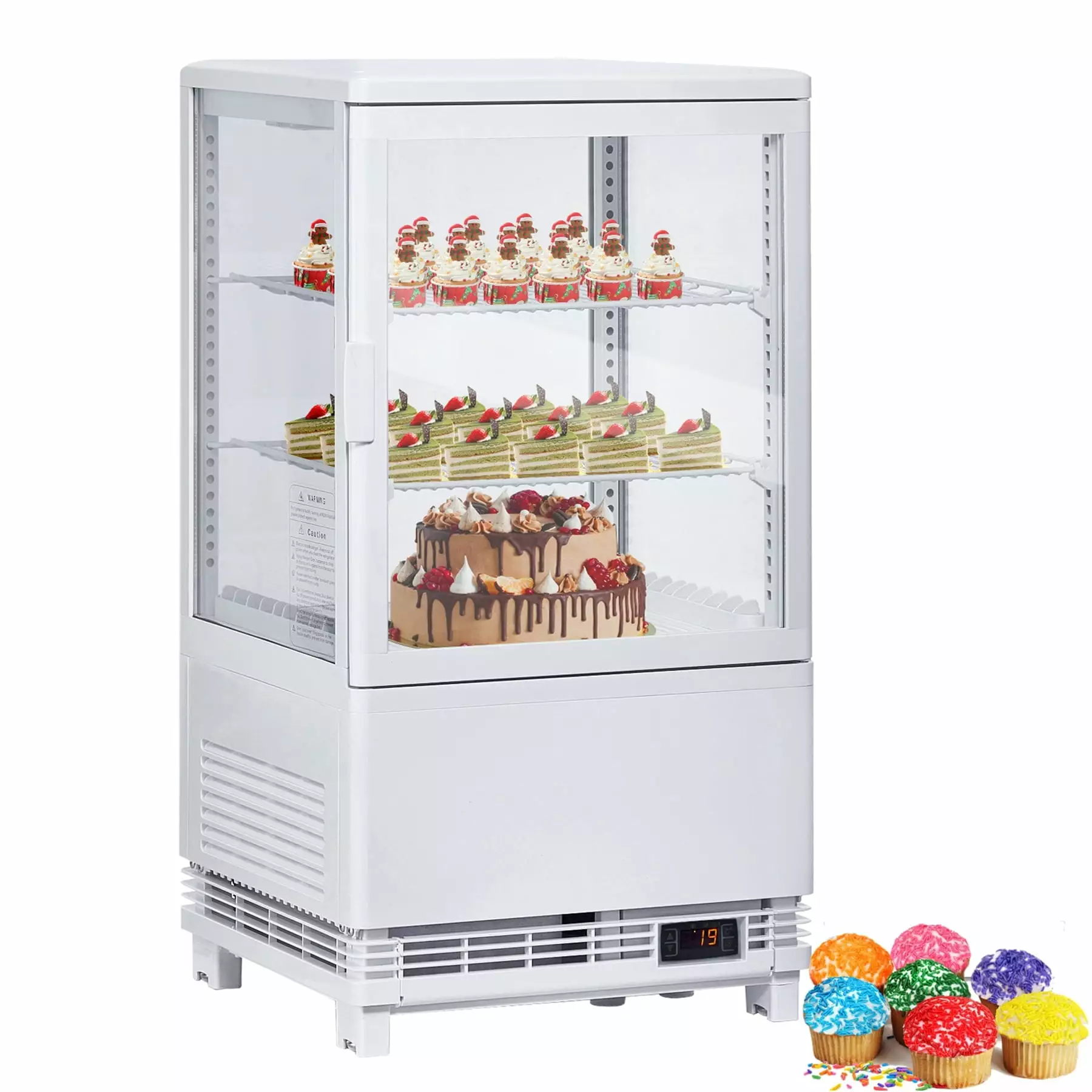 WhizMax Commercial Countertop Bakery Display Refrigerator Cooler with LED Lighting. 2.1 Cu. Ft