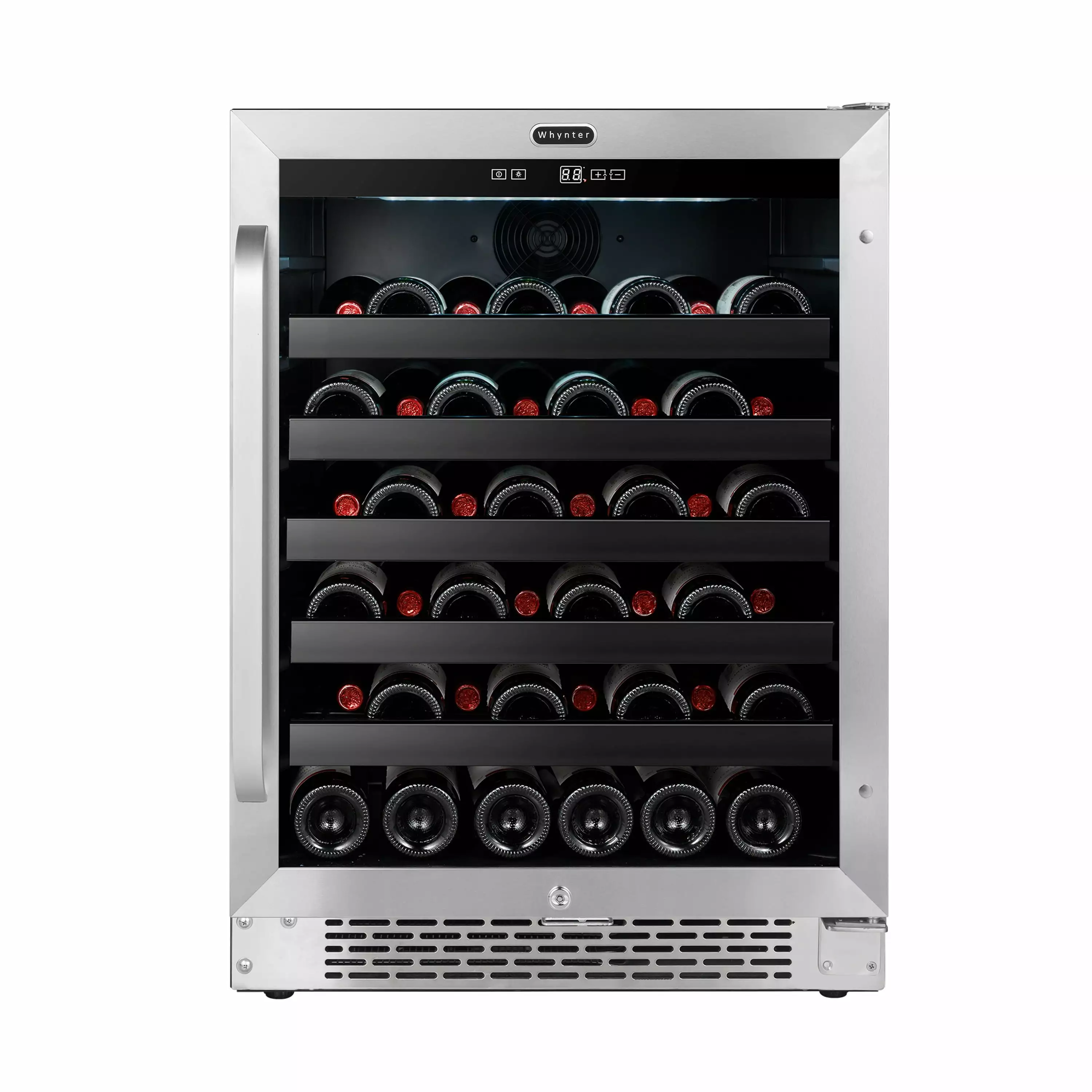 Whynter BWR-408SB 24 inch Built-In 46 Bottle Undercounter Stainless Steel Wine Refrigerator with Reversible Door. Digital Control. Lock and Carbon Filter