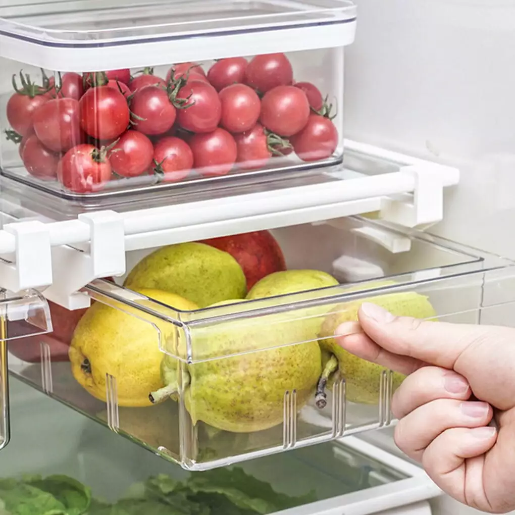 Wrea Fridge Organizer Bins. Refrigerator Drawer Organizer. Pull Out Shelf Storage Transparent Organizer for Food.Drinks. Fit All Fridge Shelves Under 0.6. No-Grid