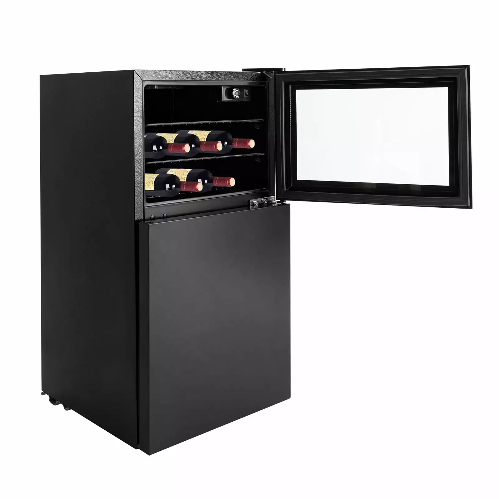 Wuzstar 34 Inch Dual Zone Wine Cooler Beverage Refrigerator Large Wind Fridge W/LED Light Adjustable Feet