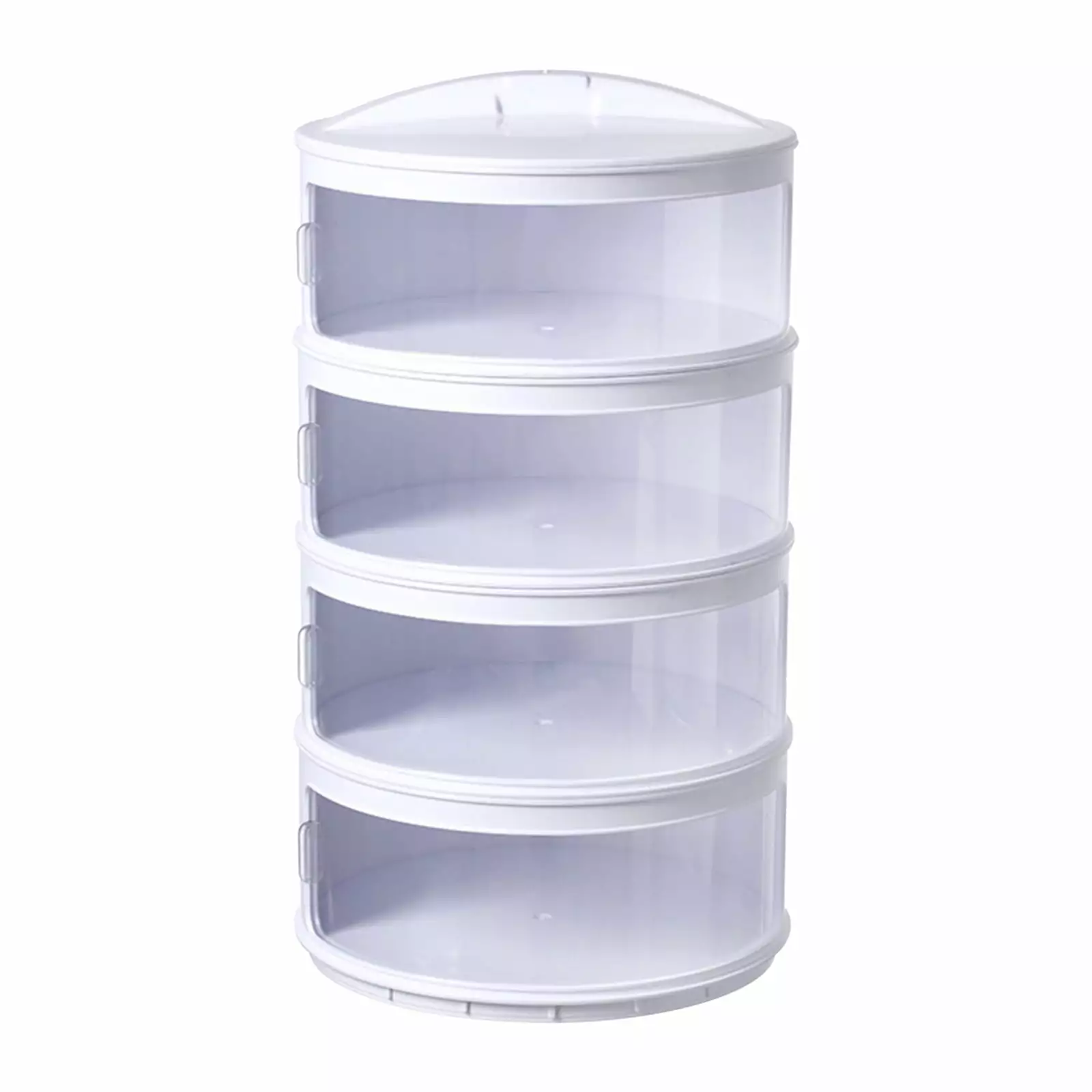 XMMSWDLA Food Storage Container. Plastic Food Containers with Removable Drain Plate and Lid. Stackable Portable Freezer Storage Containers - Tray to Keep Fruits. Vegetables. Meat and More (4layers)