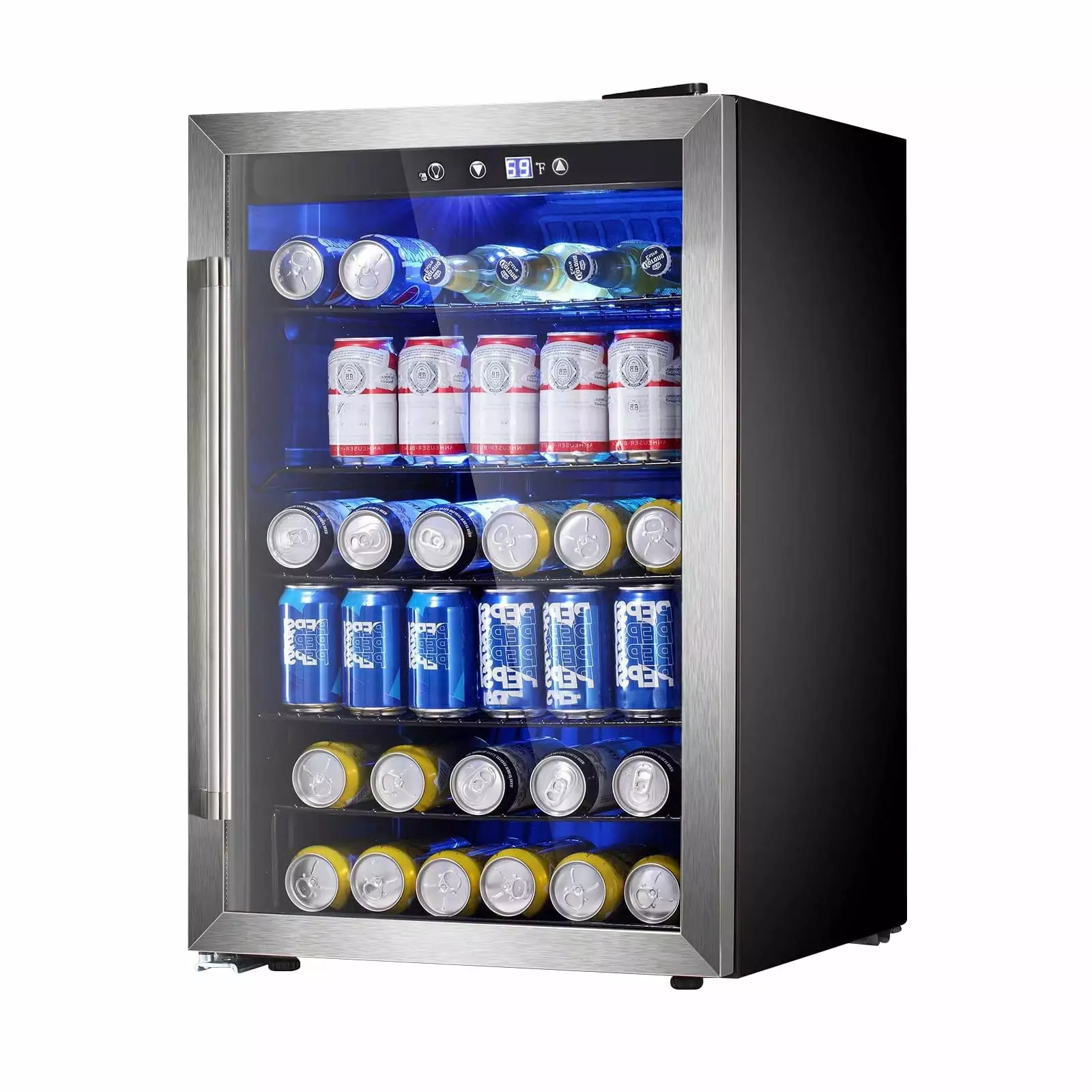 YUKOOL 4.4 Cubic Feet Beverage Refrigerator - 145 Can Soda Beer or Wine Mini Refrigerator. Glass Door