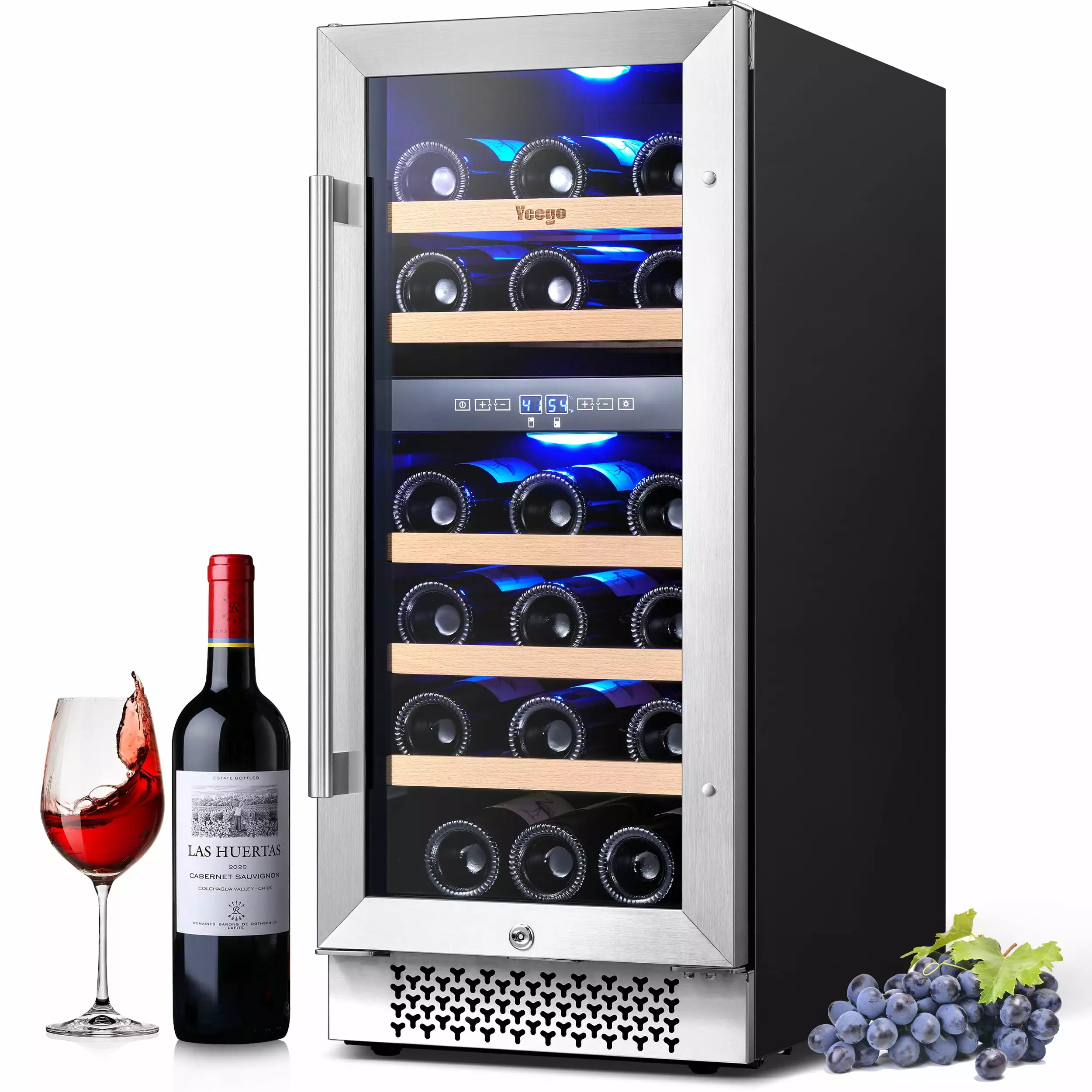 Yeego 15 Wine Refrigerator. 28 Bottle Dual Zone Wine Cooler Fridge. Freestanding and Built-in