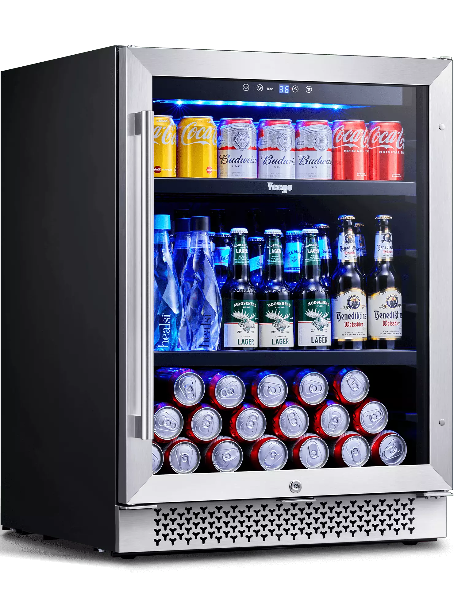 Yeego 24''Beverage Refrigerator.180 Cans Beverage Cooler Built-in or Freestanding for Drink Beer Soda