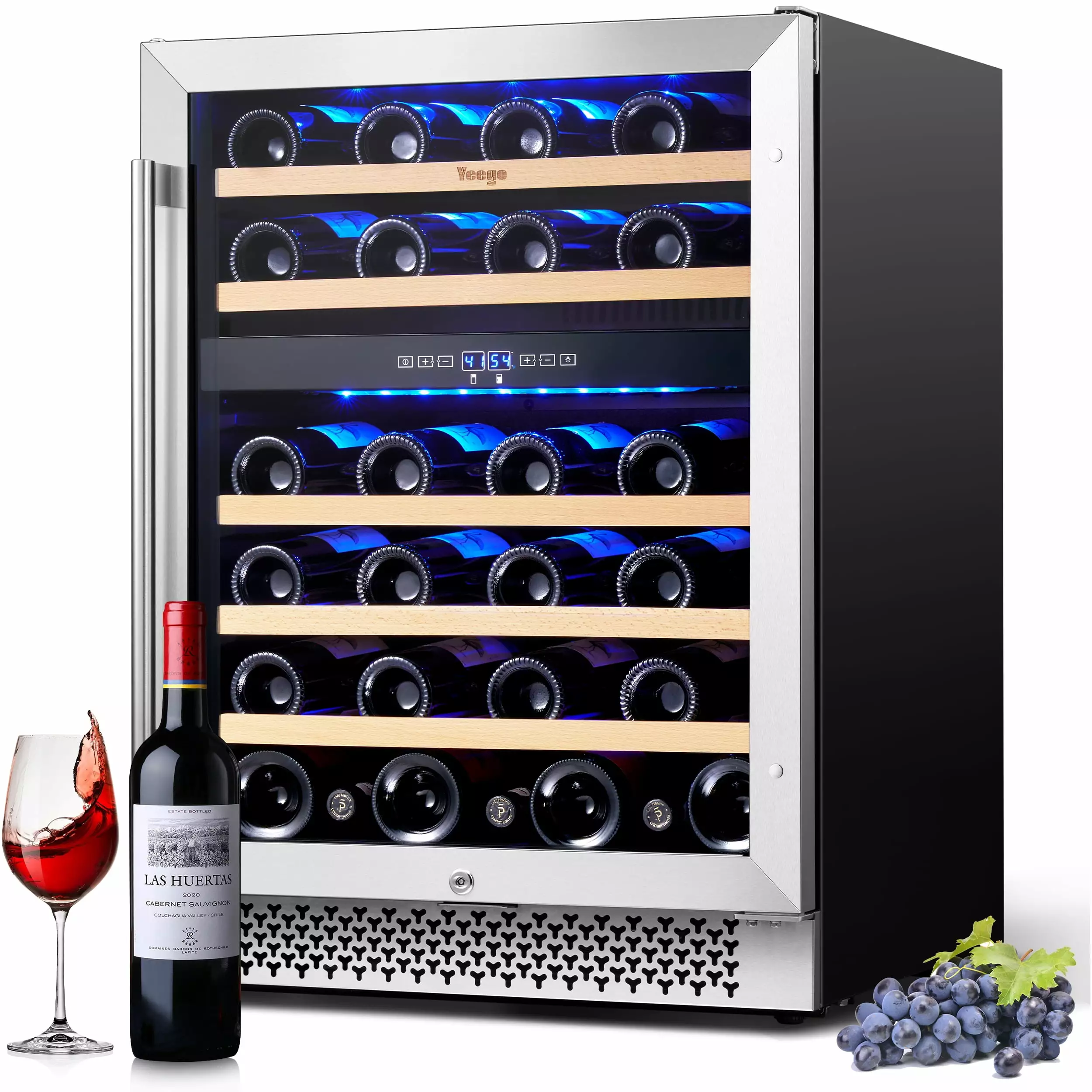 Yeego 24 Wine Cooler Refrigerator. 46 Bottle Wine Fridge Dual Zone for Freestanding & Built-in