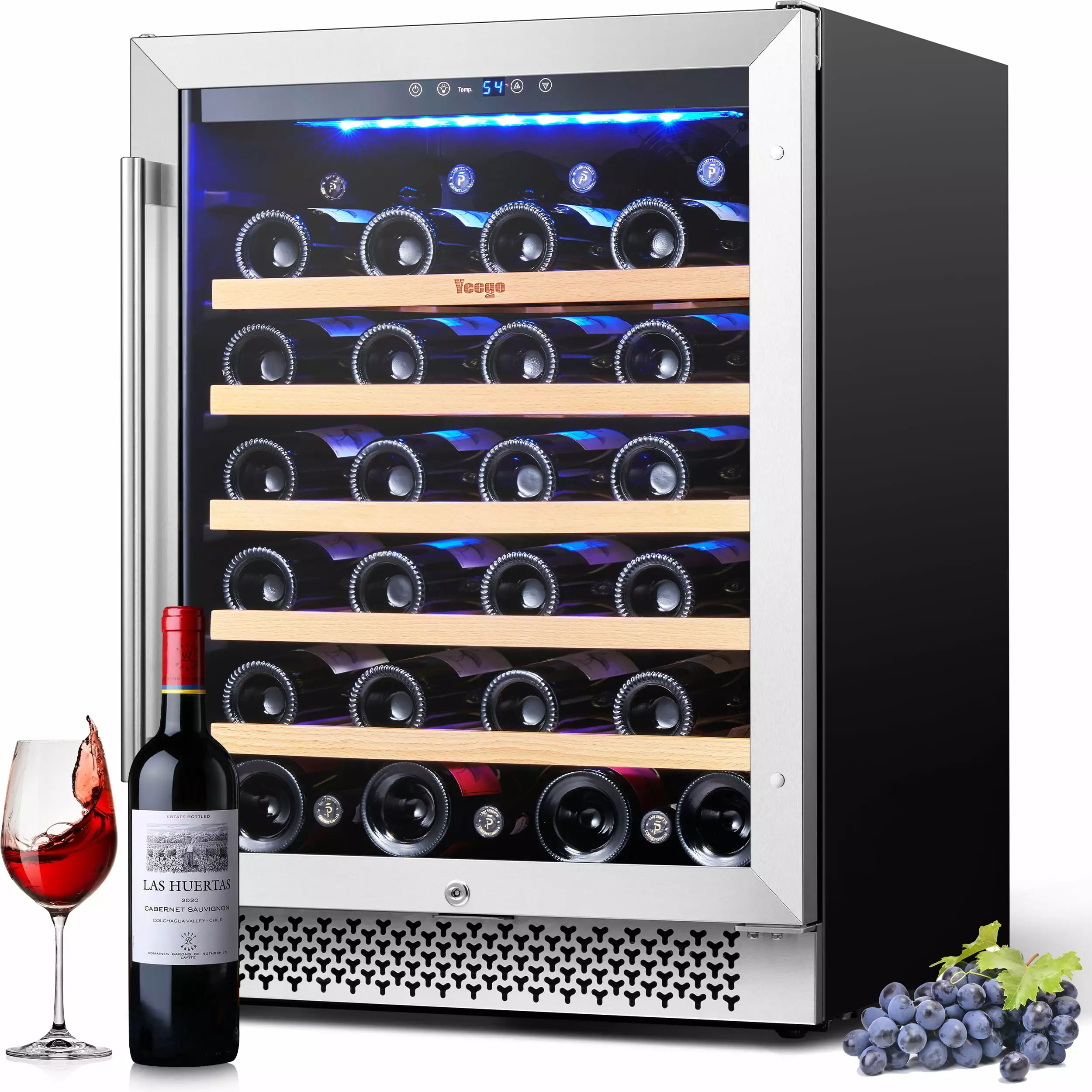 Yeego 24 Wine Refrigerator Cooler. 52 Bottles Wine Fridge with Glass Door.Built in or Freestanding