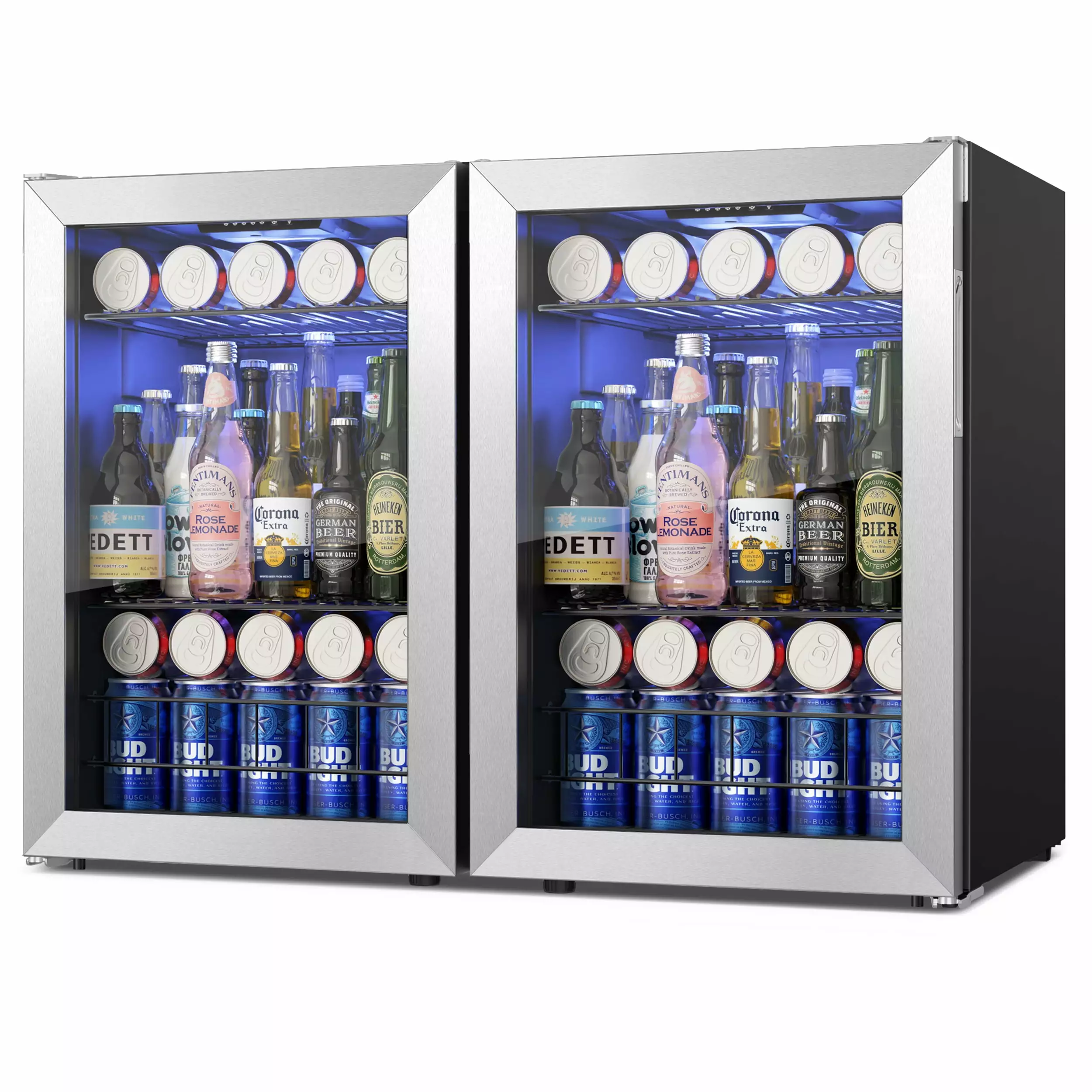 Yeego Beverage Cooler. Beverage Refrigerator with Glass Door for Drink.Freestanding.154-160 Can. 2Pack