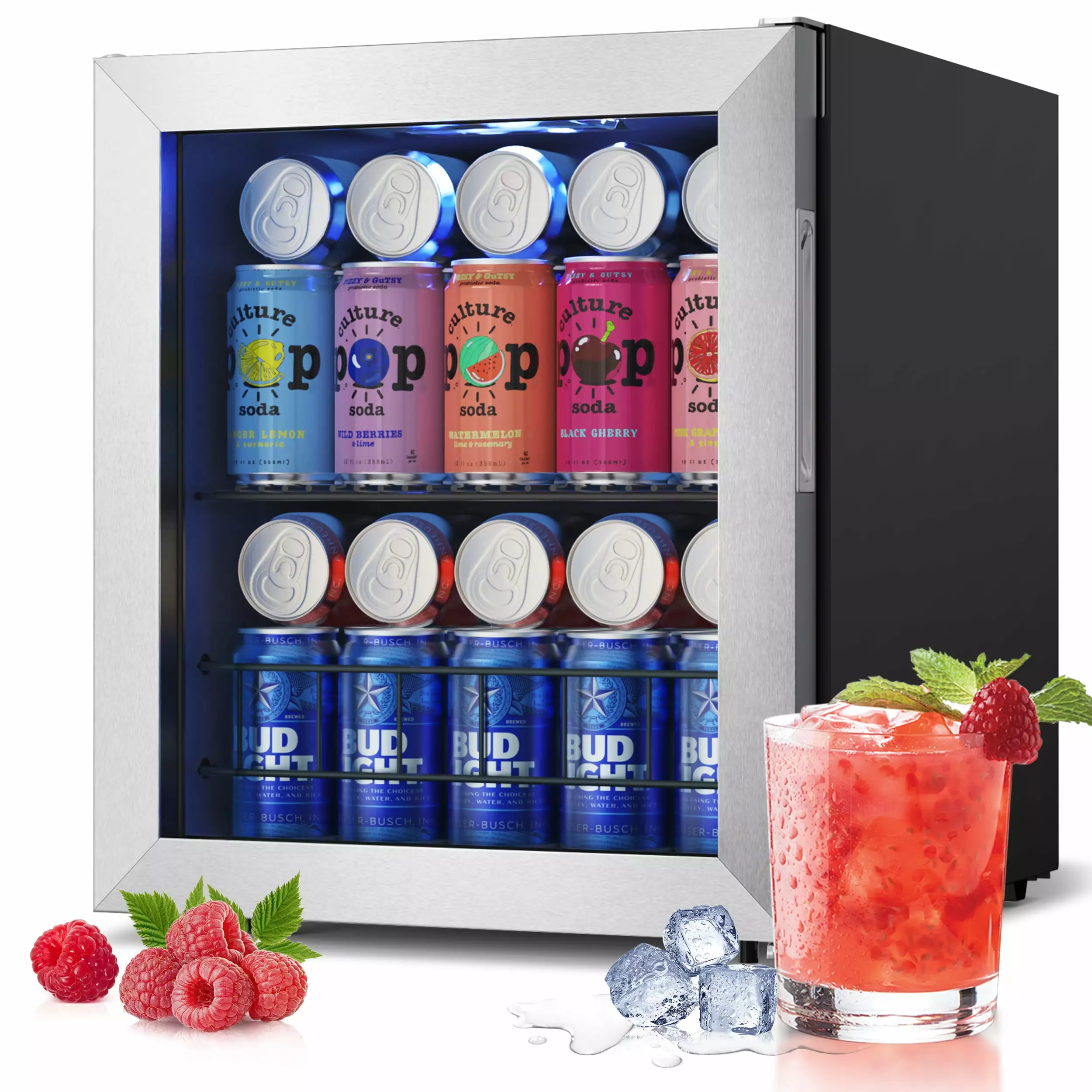 Yeego Beverage Refrigerator Cooler. Mini Beverage Fridge with Glass Door for Soda Beer or Drinks.62-65 Can