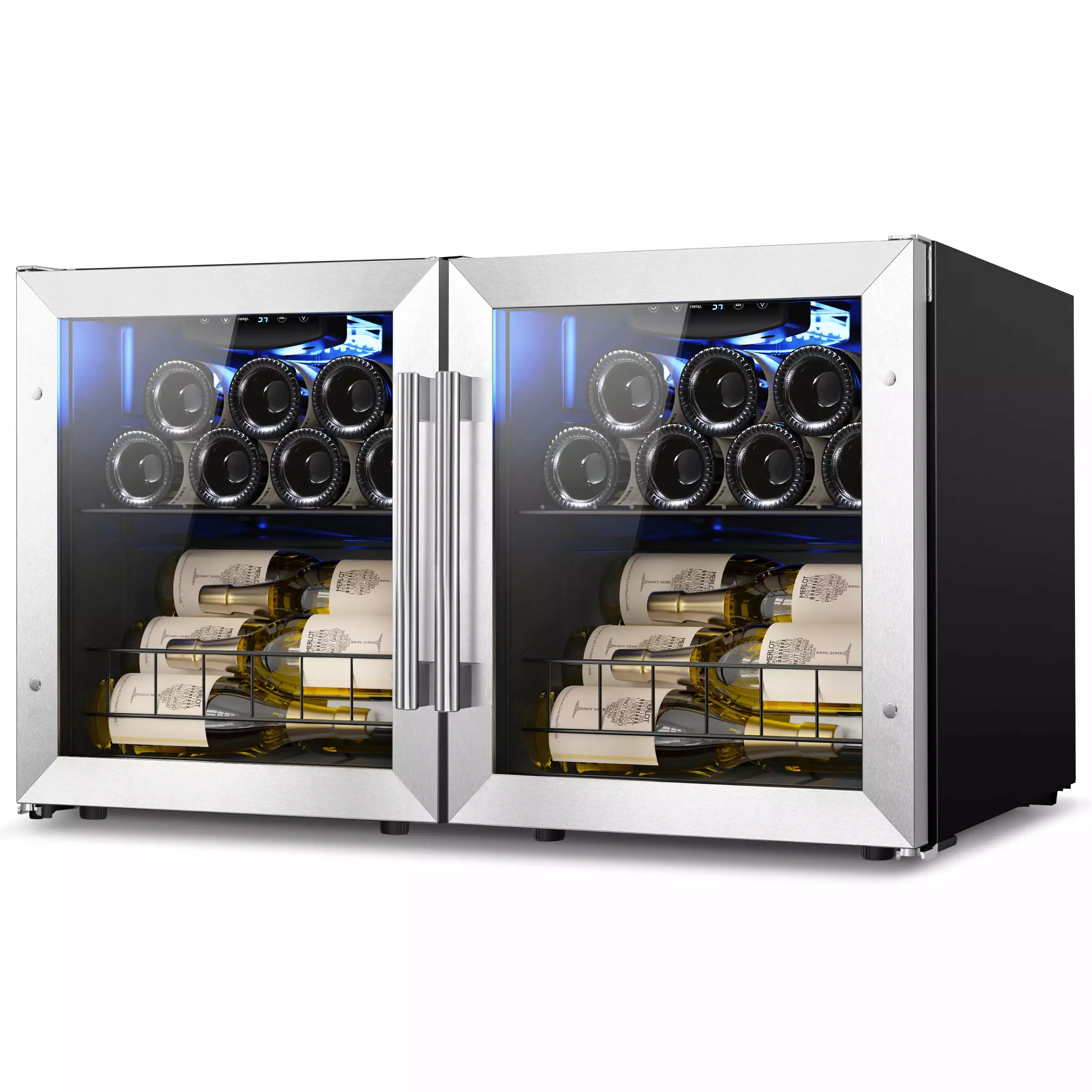 Yeego Wine Cooler. 24 Bottle Freestanding Wine Fridge. Mini Wine Cellars Glass Door for Home. Office