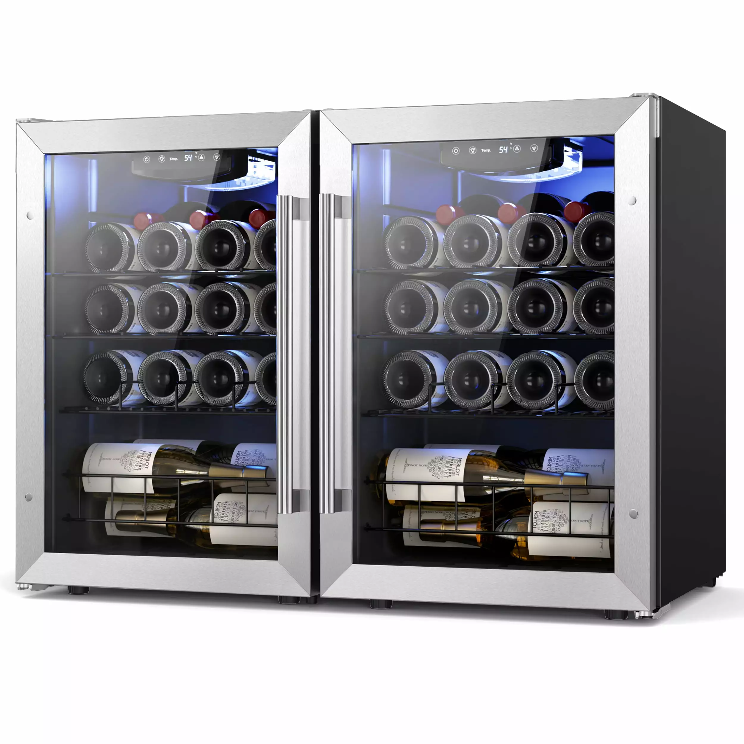 Yeego Wine Cooler Refrigerator. 40 Bottle Mini Wine Fridge Freestanding Wine Cellars Glass Door for Home. Office