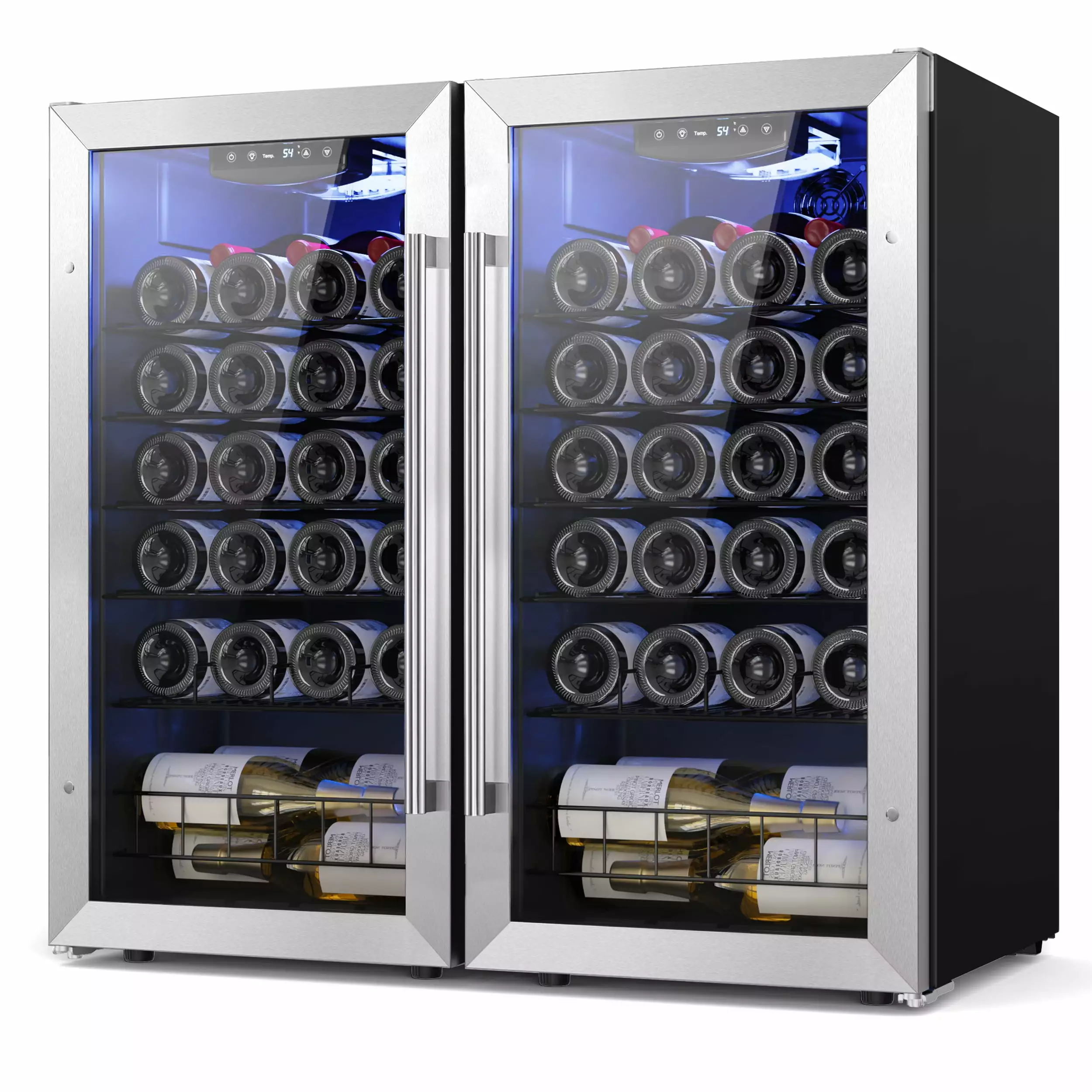 Yeego Wine Cooler Refrigerator. 54 Bottle Small Wine Fridge. Freestanding Wine Cellars Glass Door for Home. Office