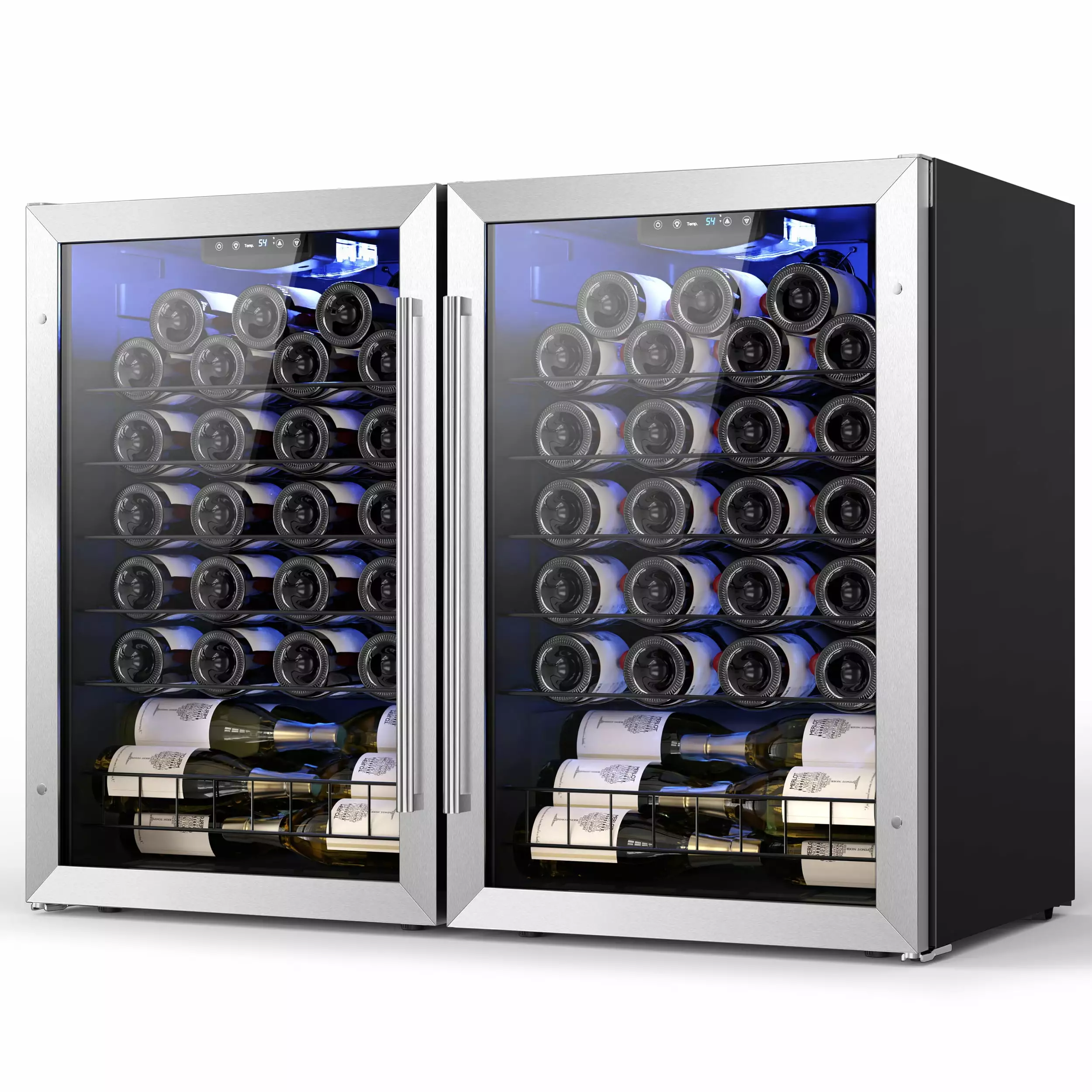 Yeego Wine Refrigerator. 94 Bottle Small Wine Fridge.Freestanding Wine Cellars Glass Door for Home. Office