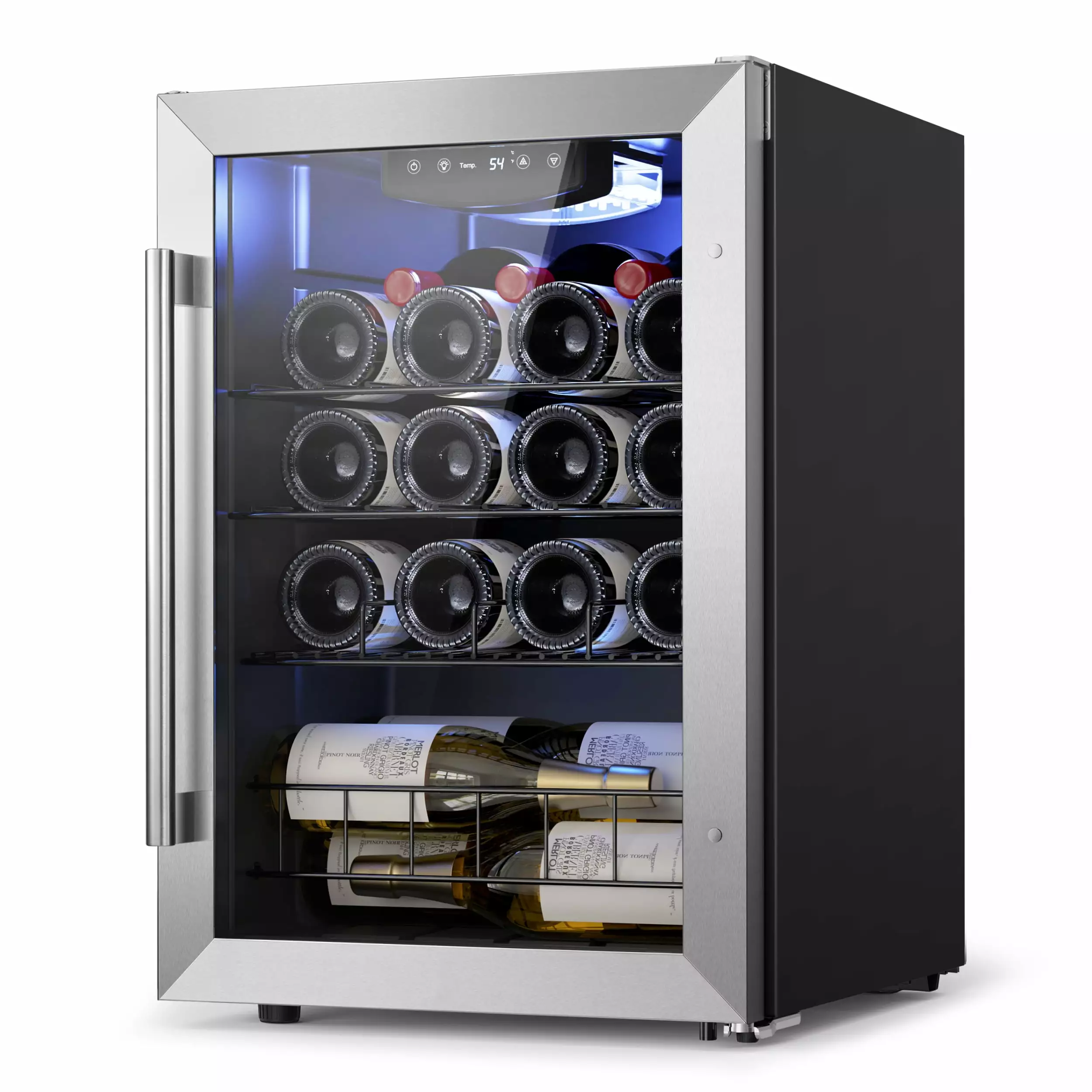 Yeego Wine Refrigerator Cooler. Freestanding Compact Wine Fridge. 20 Bottle