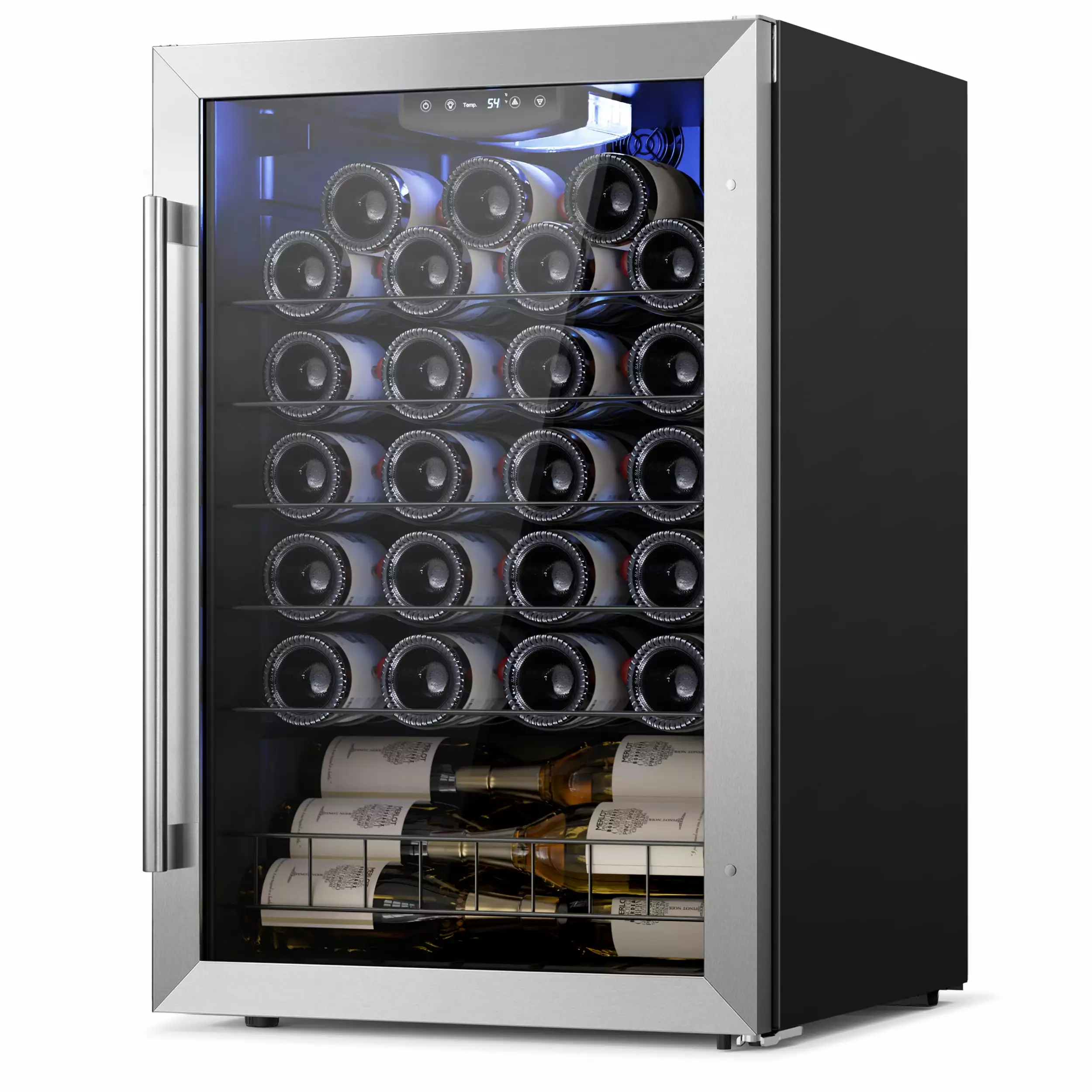 Yeego Wine Refrigerator Cooler. Freestanding Wine Fridge with Glass Door. 47 Bottle