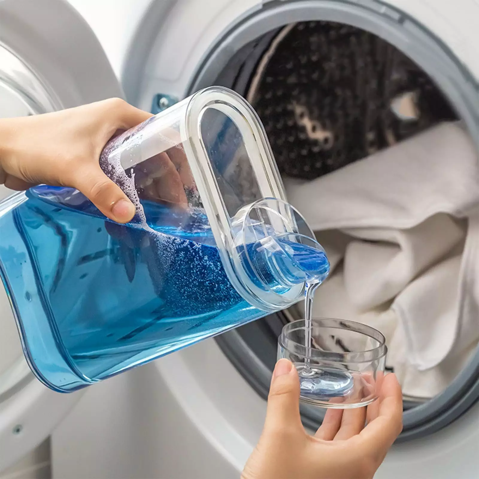 Yoloke Laundry Detergent and Softener Dispenser Set for Efficient Laundry Room Organization - Liquid Soap. Bleach. and More Storage Solution