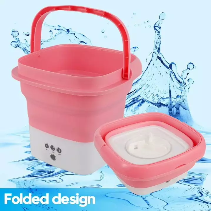 Yunnyp 8.5L Mini Folding Washing Machine with 3 Modes Deep Cleaning Half Automatic Washt. Washing Machine with Soft Spin Dry for Socks. Baby Clothes. Delicate Items(Pink)