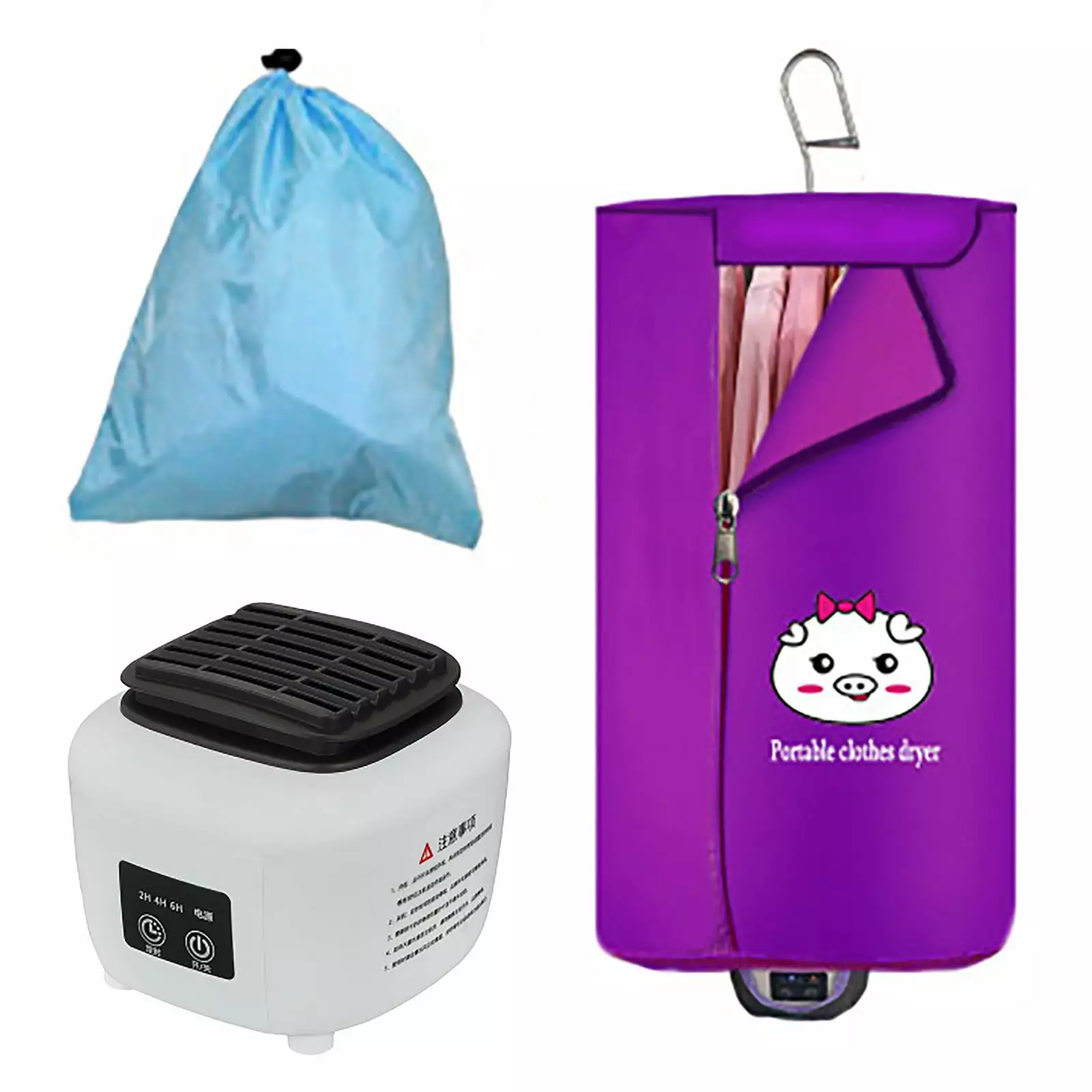 ZJWJJ Clearance Home Appliances New Style Portable Household Clothes Dryer Folding Mini Dryer Dryer Free Installation (Purple#1)