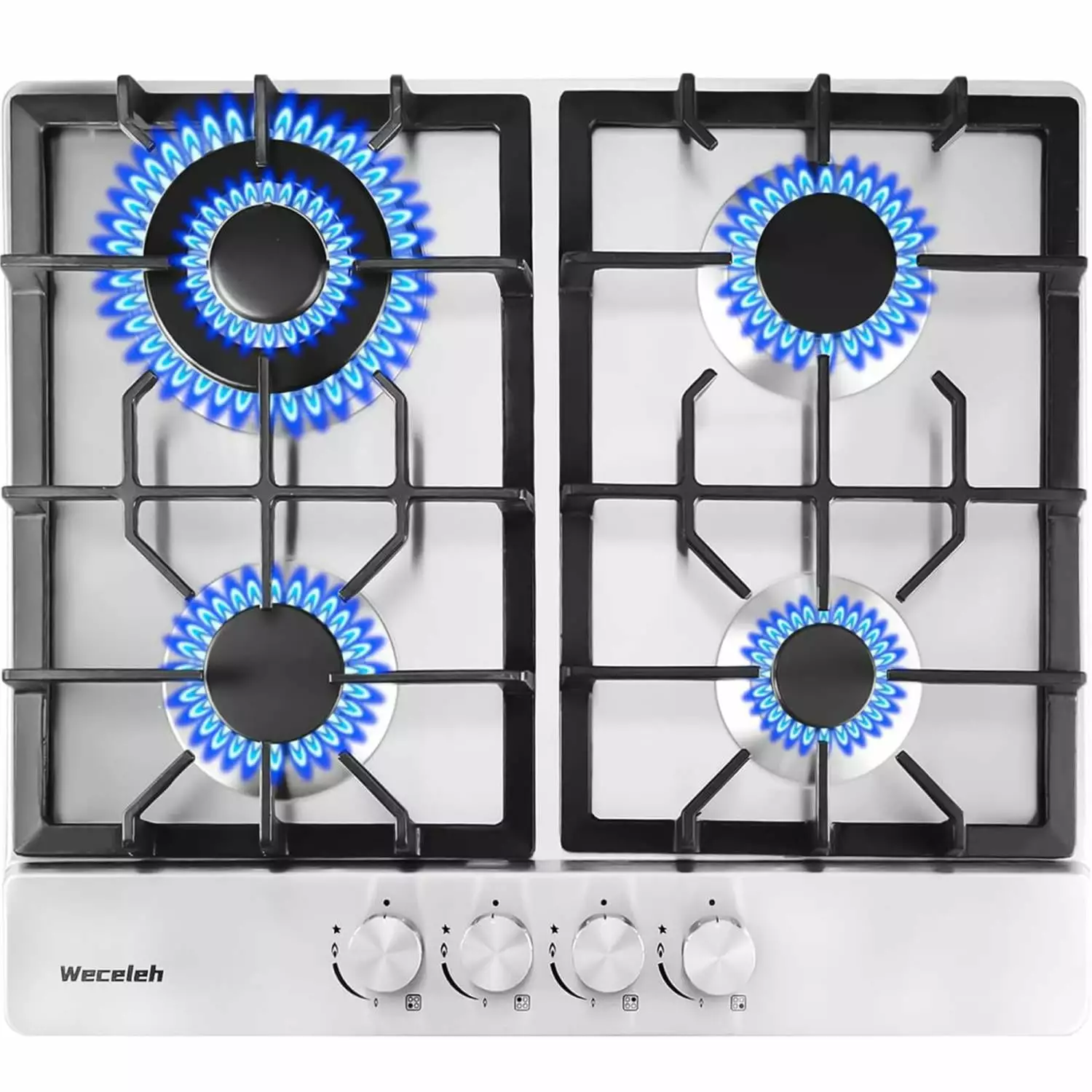 ZJbiubiuHome 24 4 Burners Gas Propane Cooktop Stove Top Stainless Steel Built-In LPG/NG