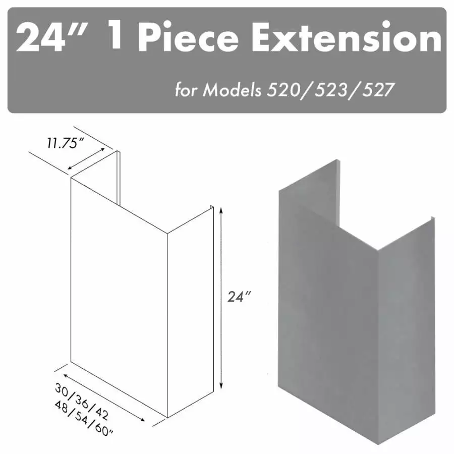 ZLINE 24 Chimney for 42 Under Cabinet Hoods (520/523/527-42-2FTEXT)