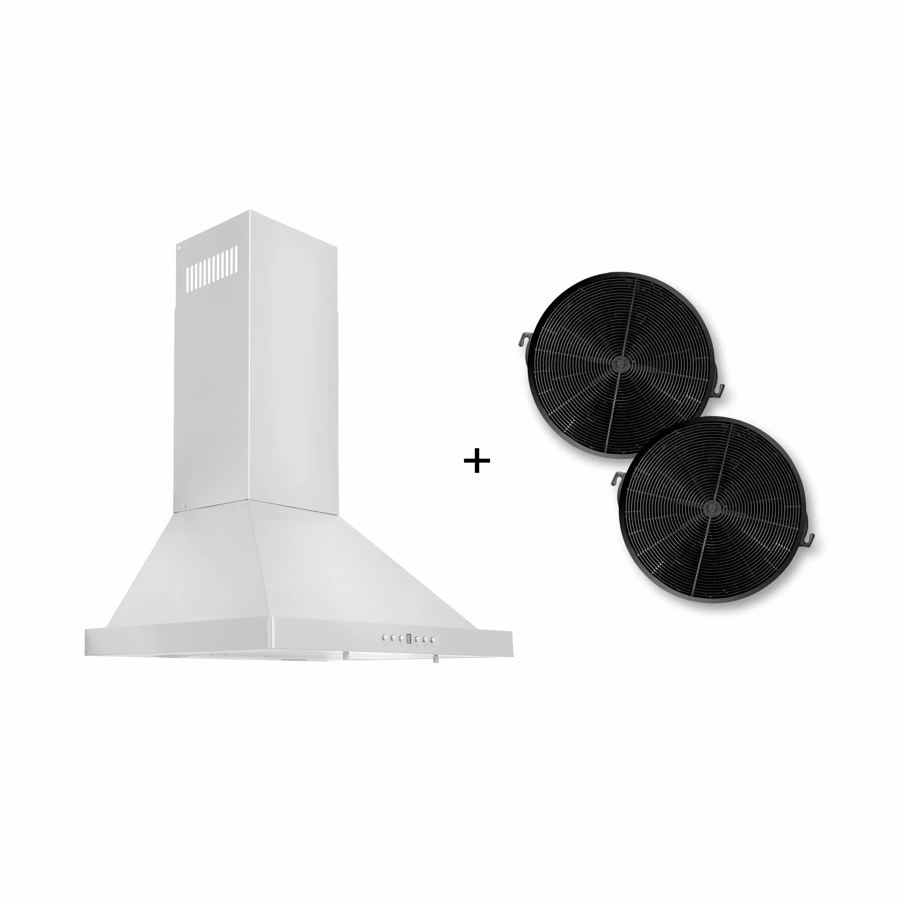 ZLINE 24 Convertible Wall Mount Range Hood in Stainless Steel with Set of 2 Charcoal Filters. LED lighting and Dishwasher-Safe Baffle Filters (KB-CF-24)