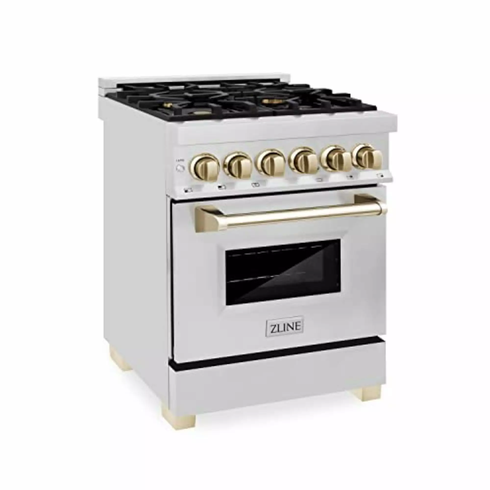 ZLINE 24 in. Autograph Edition Dual Fuel Range in Stainless Steel with Gold Accents (RAZ-24-G)