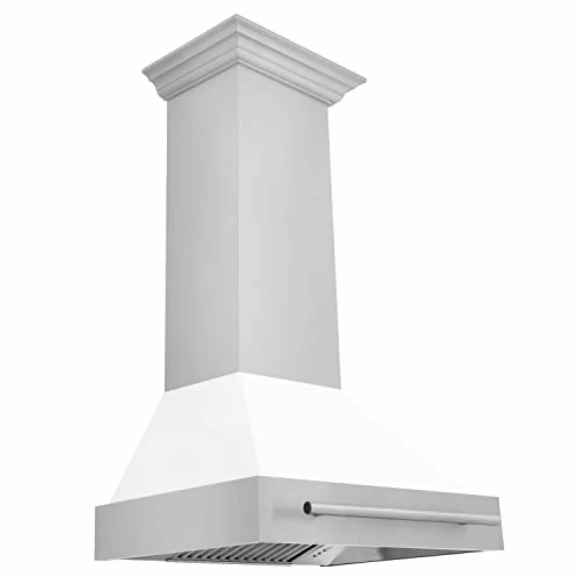 ZLINE 30 In. Wall Mount Range Hood in Stainless Steel with White Matte Shell and Stainless Steel Handle (8654STX-WM-30)