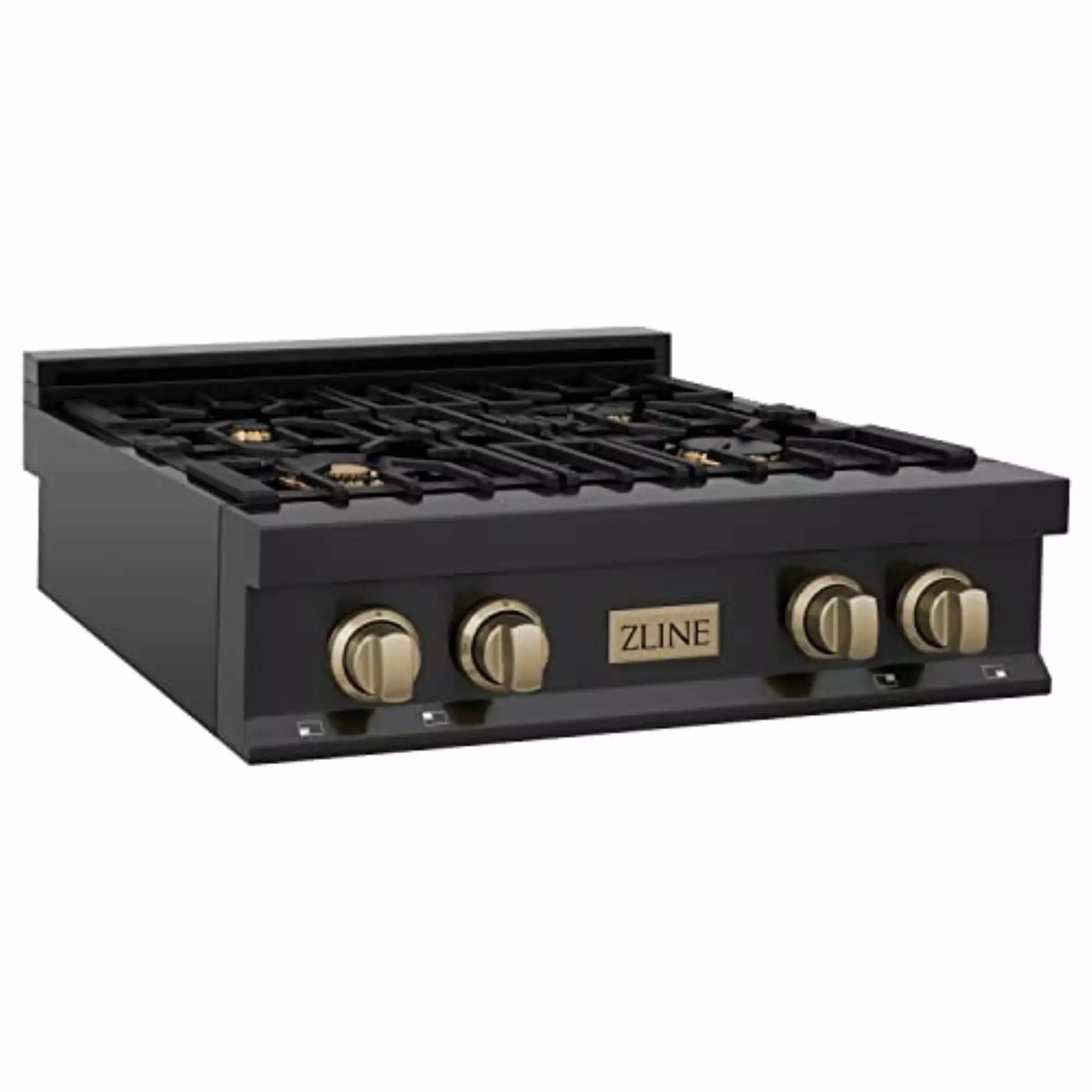 ZLINE 30 in. Autograph Edition Rangetop in Black Stainless Steel with Champagne Bronze Accents (RTBZ-30-CB)