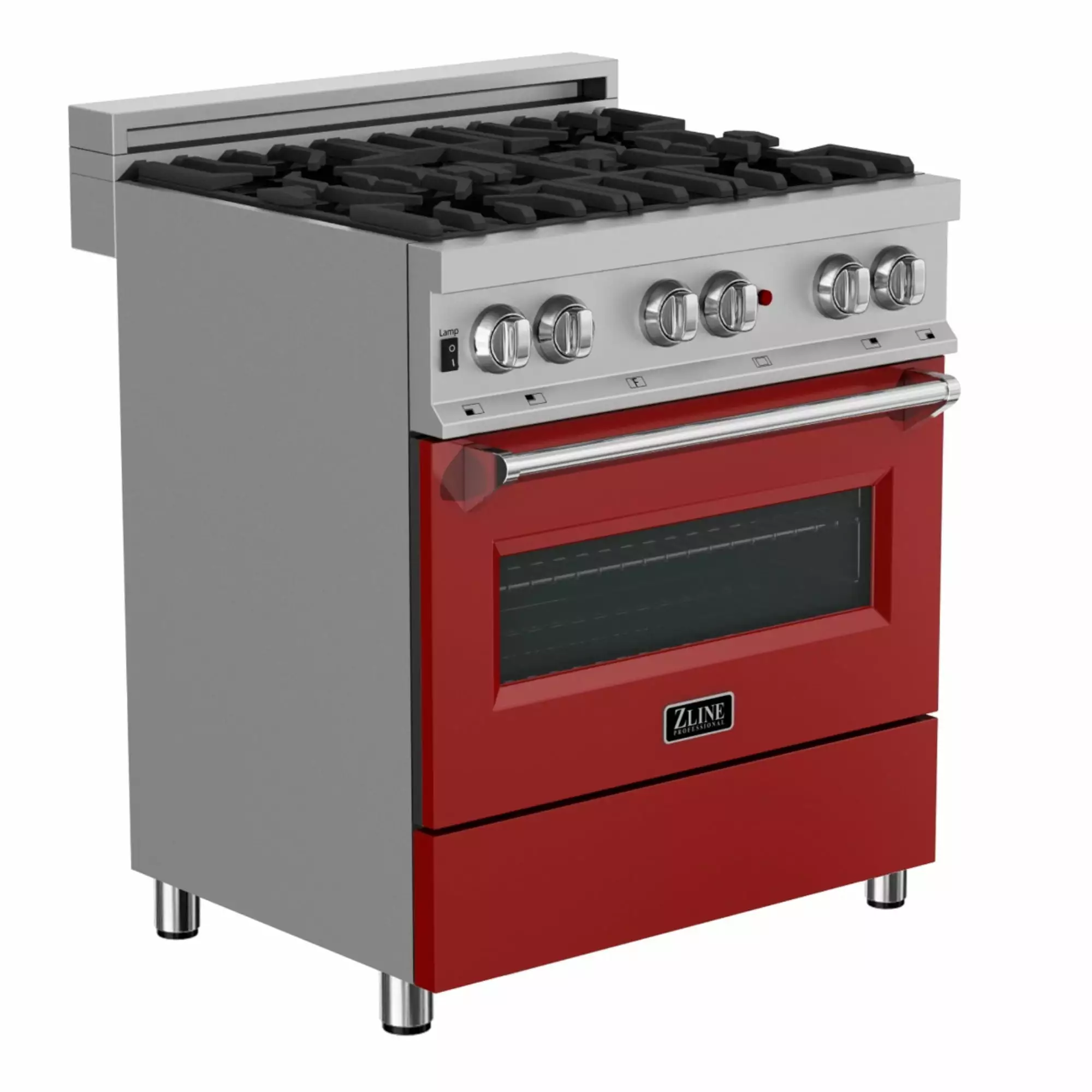 ZLINE 30 in. Professional Dual Fuel Range in DuraSnow Stainless Steel with Red Matte Door (RAS-RM-30)