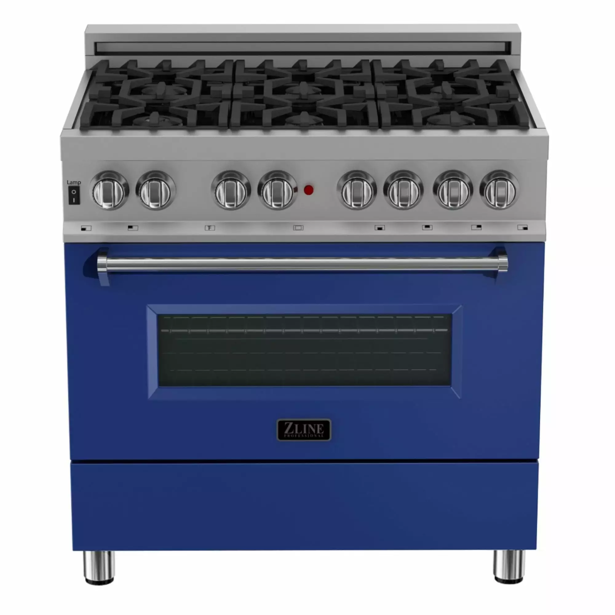 ZLINE 36 in. Professional Dual Fuel Range in DuraSnow Stainless Steel with Blue Matte Door (RAS-BM-36)