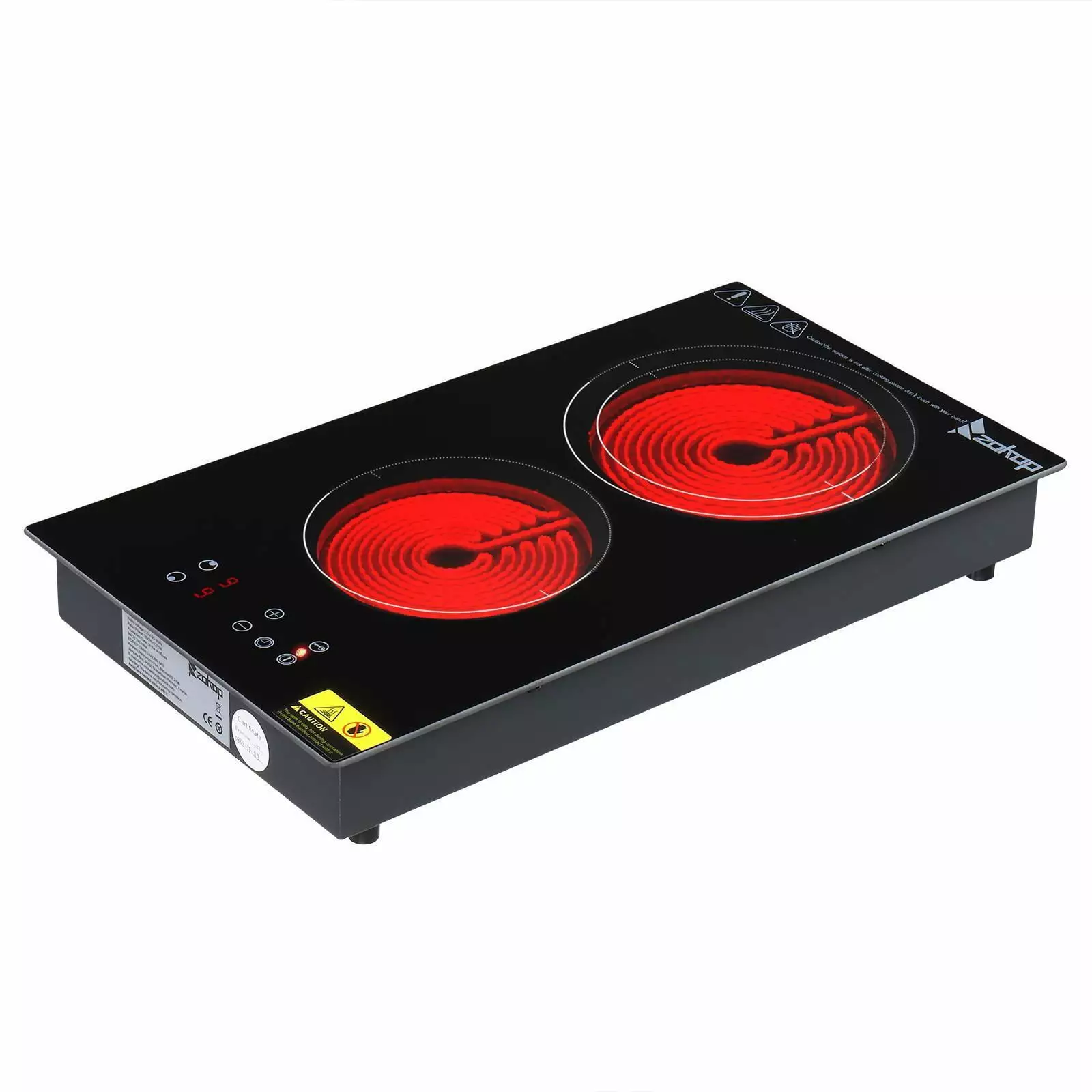 ZOKOP 20'' Electric Cooktop 2 Burner Infrared Stove Top Touch Child Lock Timer