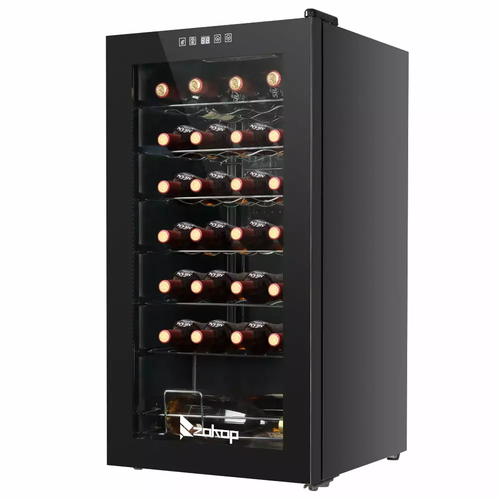 ZOKOP 28 Bottle Compressor Wine Cooler and Refrigerator Freestanding Wine Chiller Fridge. Black