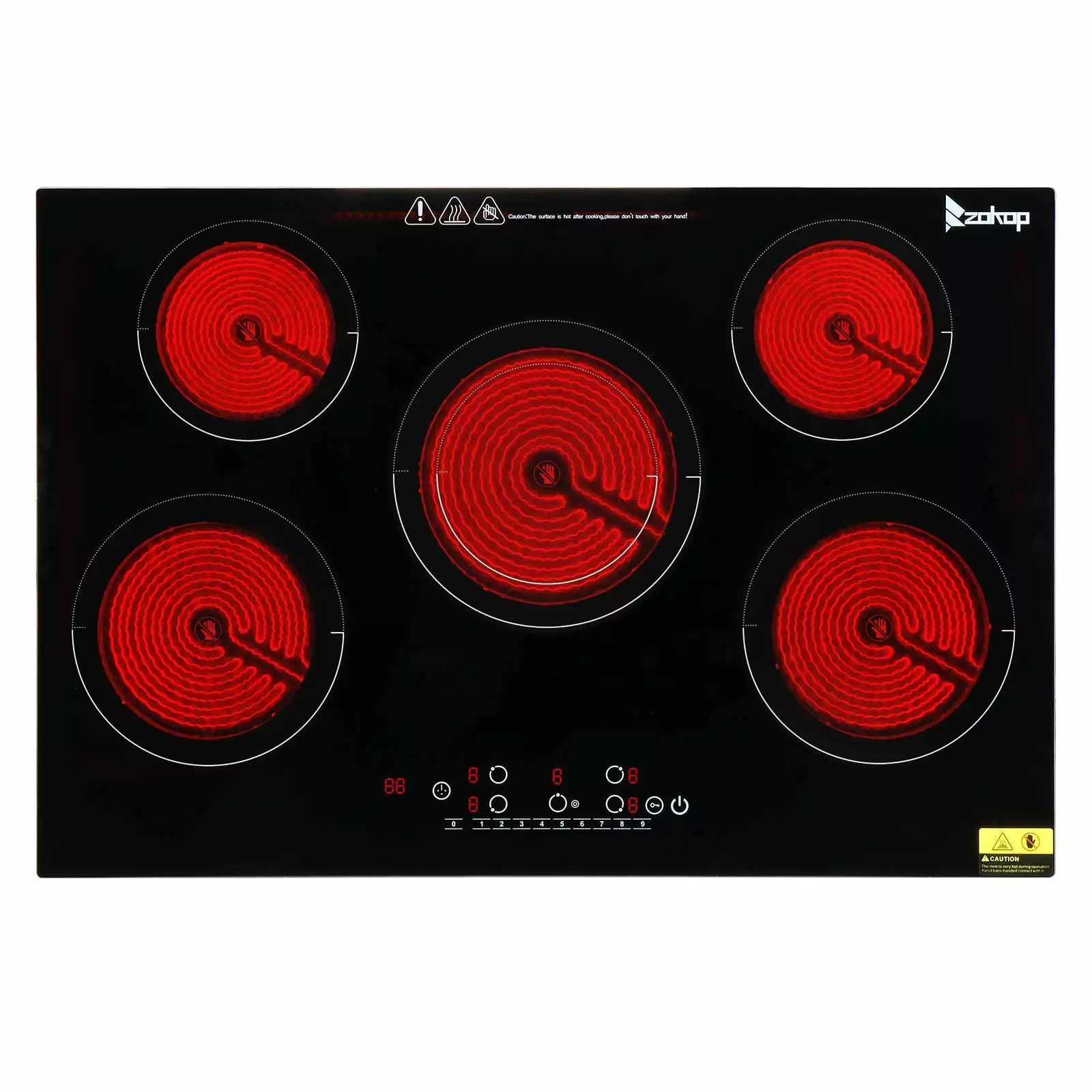 ZOKOP Built-in Electric Stove Top Sensor Touch 30'' 7600W Cooktop 5 Burner Timer