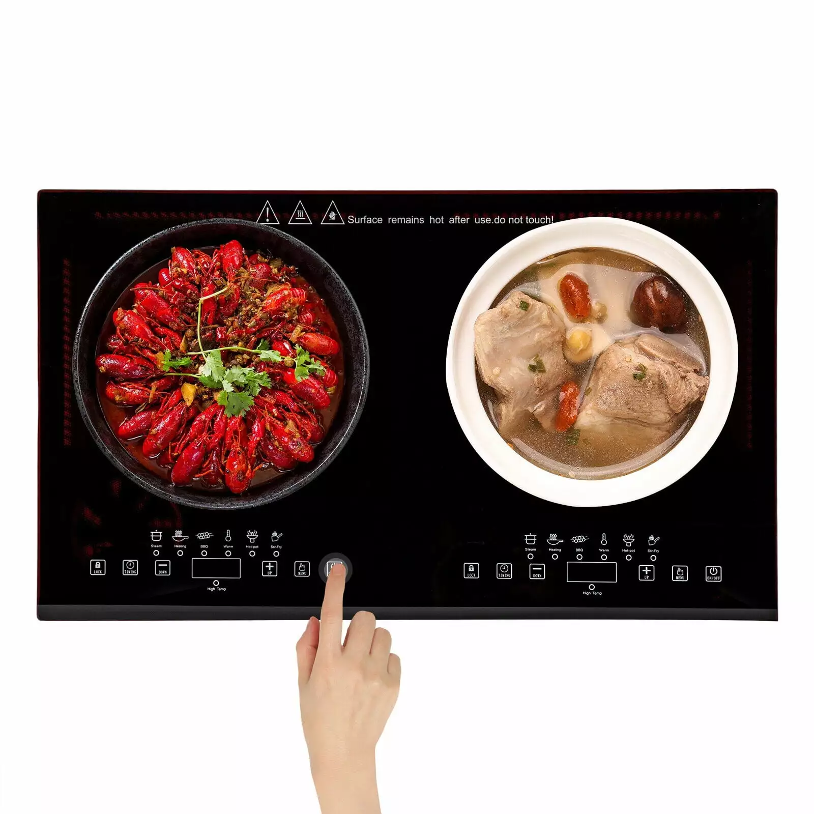 ZhdnBhnos 2400W Adjustable Electric Ceramic Cooktop with 2 Burners for Campervans Caravans Touch Control