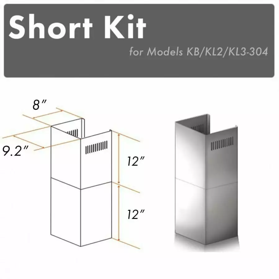 Zline Sk-Kb/Kl2/Kl3-304 Range Hood Duct Extension For 7 Ft. To 8 Ft. Ceilings - Stainless