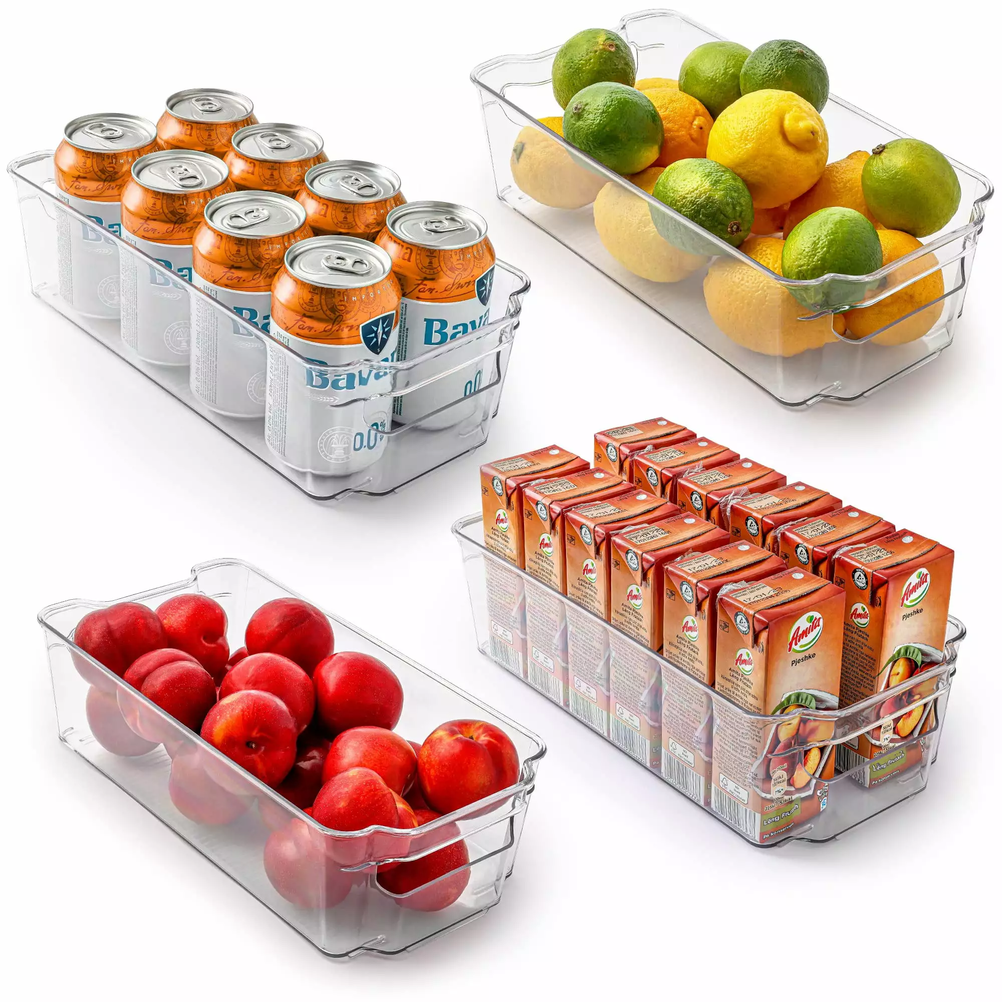 Zulay Kitchen Refrigerator Organizer Bins 4 Pack Plastic Organizers and Storage - 12.5 x 6.2 x 3.5