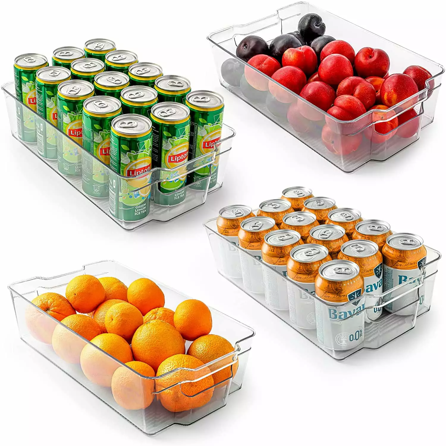 Zulay Kitchen Refrigerator Organizer Bins 4 Pack Plastic Organizers and Storage - XL 14.5 x 8.5 x 3.8