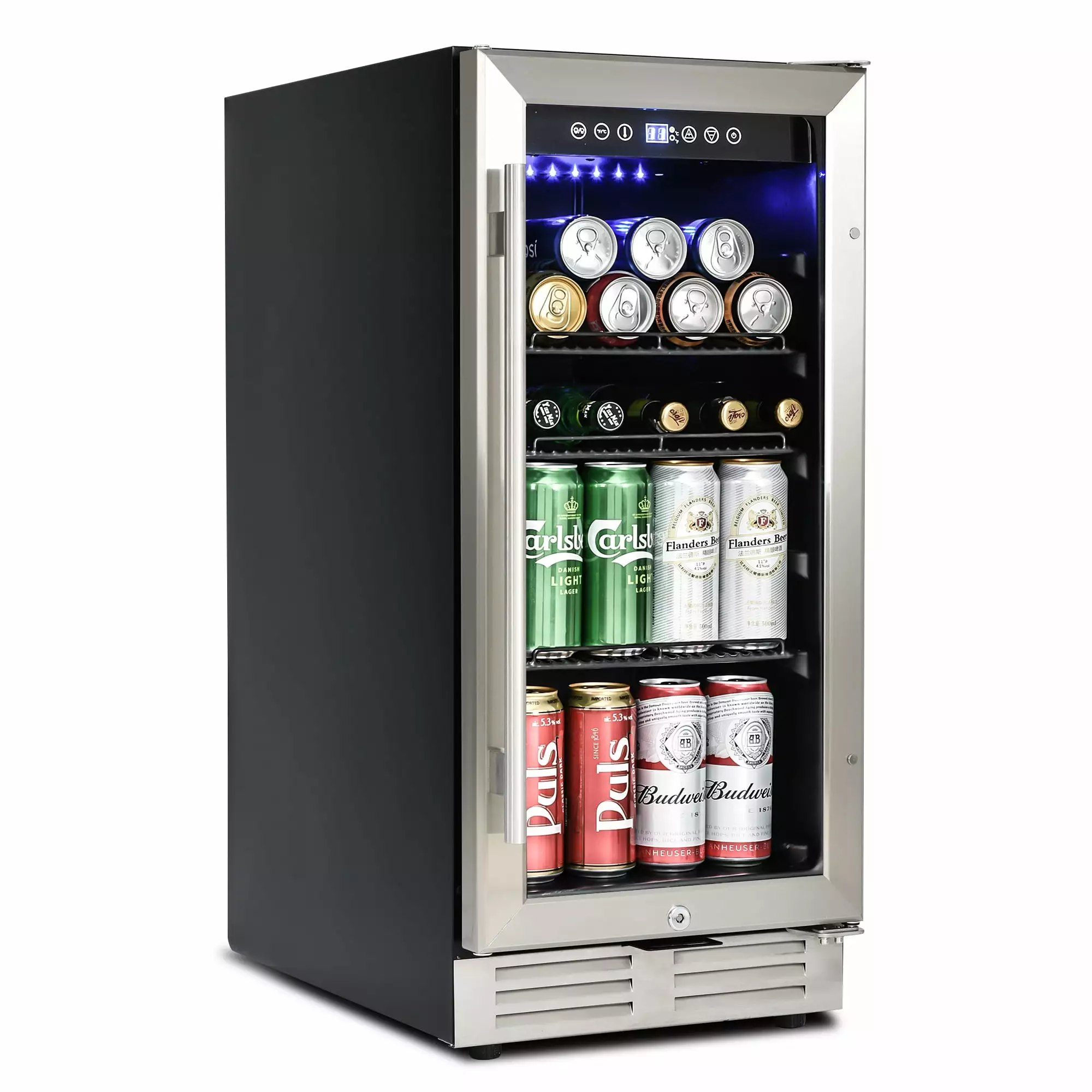 15 Mini Refrigerator Wine Cabinet. 120 Cans. 34-65??F. Adjustable Shelves. LED Lighting. ETL . Touch Controls. Defrost. Double Glass Door. Built-in and Freestanding. for Kitchen/Bar/office