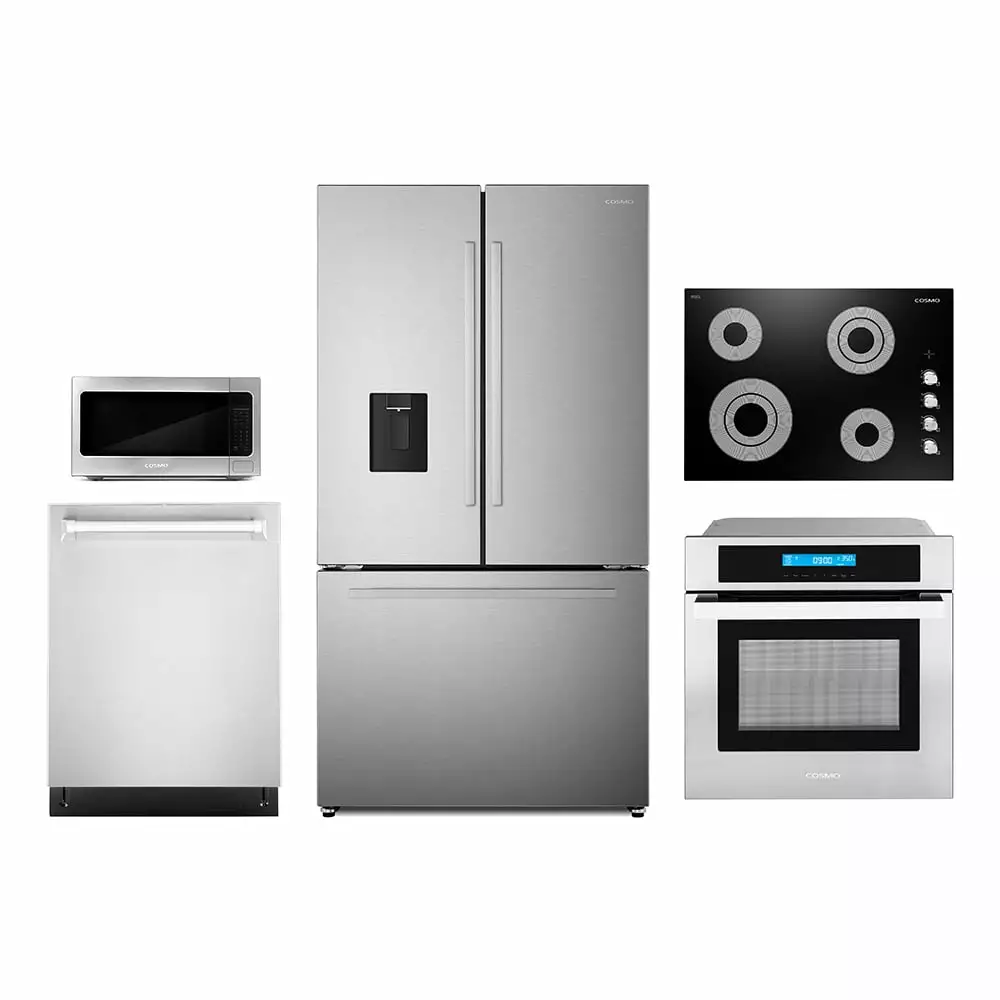 5 Piece Kitchen Package With 30 Electric Cooktop 24 Single Electric Wall Oven 30 Over-the-range Microwave French Door Refrigerator & 24 Built-in Fully Integrated Dishwasher