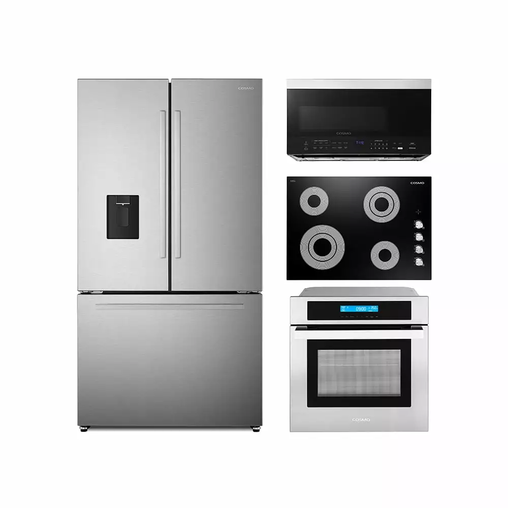 4 Piece Kitchen Package 30 Electric Cooktop 24 Single Electric Wall Oven 30 Over-The-Range Microwave & French Door Refrigerator