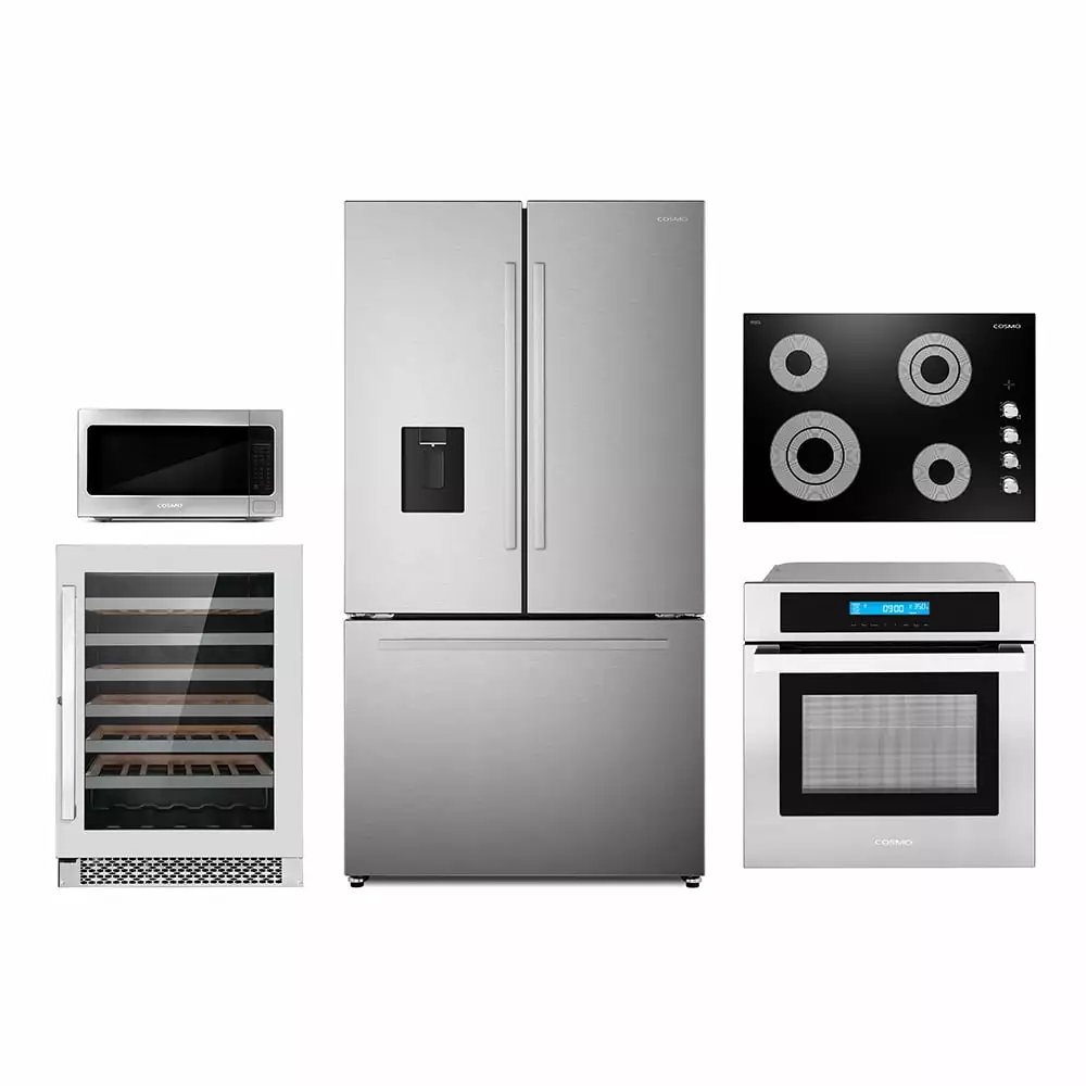 5 Piece Kitchen Package With 30 Electric Cooktop 24 Single Electric Wall Oven 30 Over-the-range Microwave French Door Refrigerator & 24 Built-in Fully Integrated Dishwasher