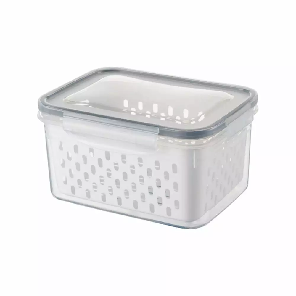 Freezer Food Storage Box.Dual Layers Drain Basket Containers with Lids.Reusable Freezer Containers for Food Storage - Prep. Store. Freeze.Safe BPA Free