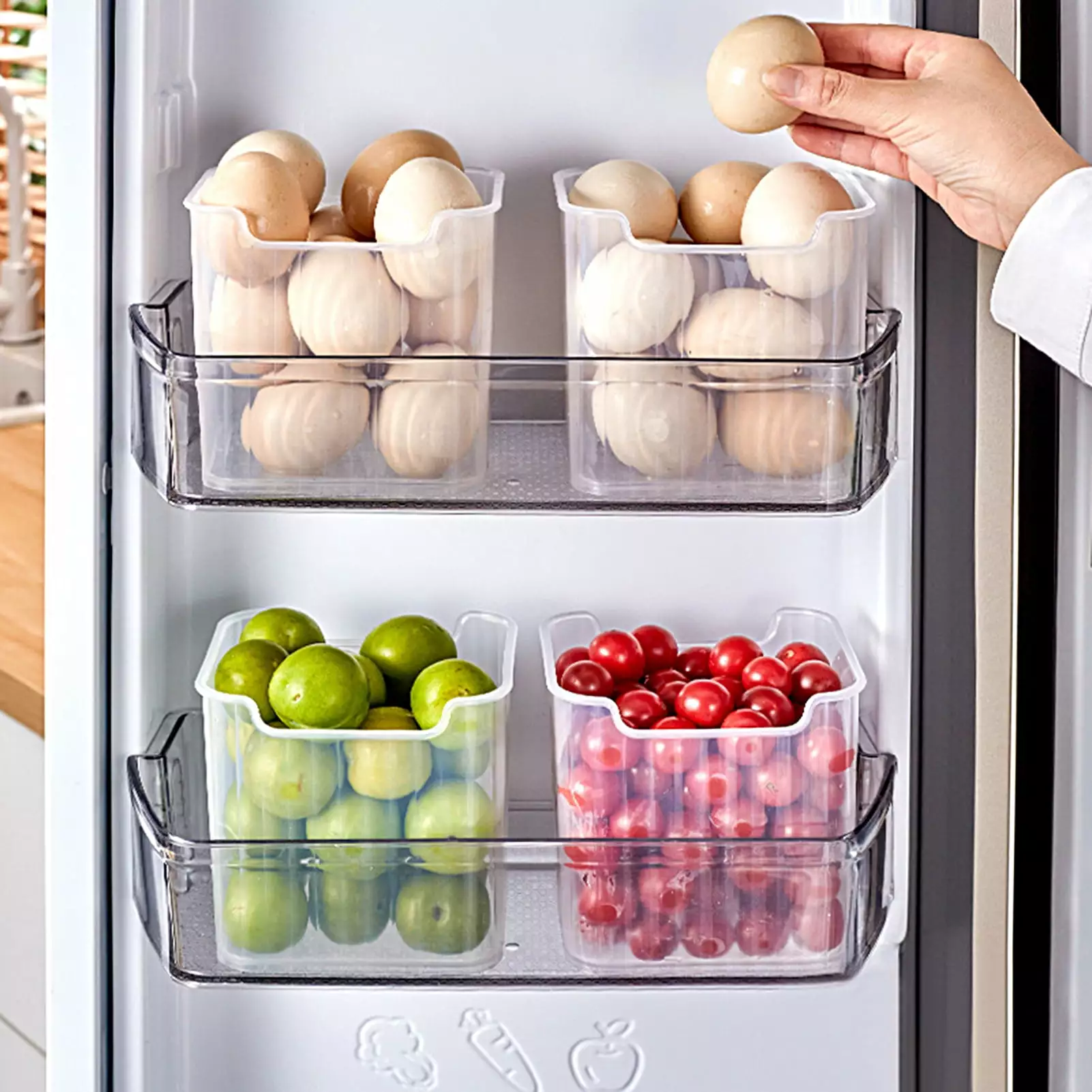 Yesbay Storage Basket Vertical Design Space-saving High Capacity Refrigerator Side Door Organizer for Refrigerator