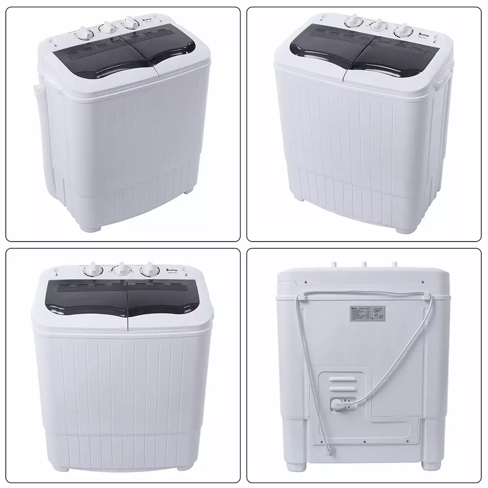 ZOKOP Compact Twin Tub with Built-in Drain Pump XPB35-ZK35 14.3(7.7 6.6)lbs Semi-automatic Gray Cover Washing Machine