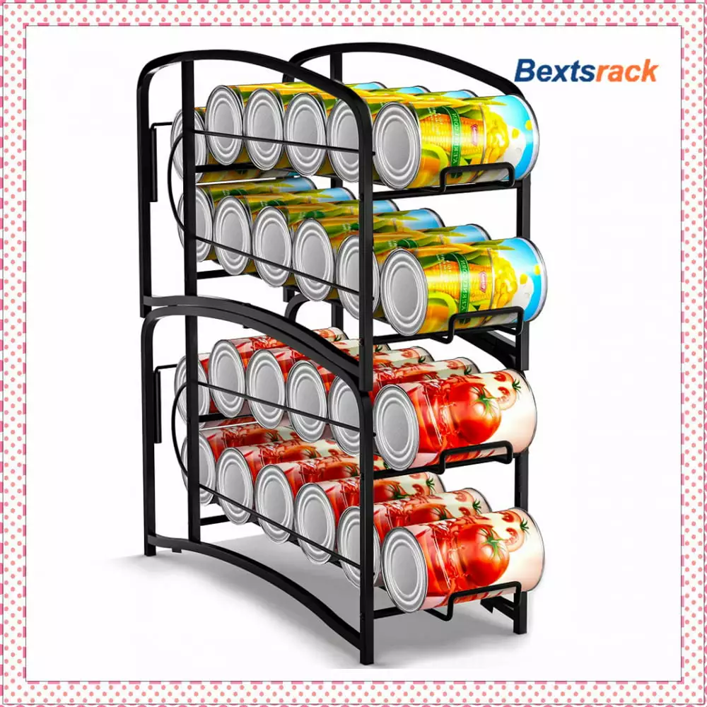 Bextsrack 2 PC Can Rack Organizer For Pantry Fridge Soda Can Dispenser-Black