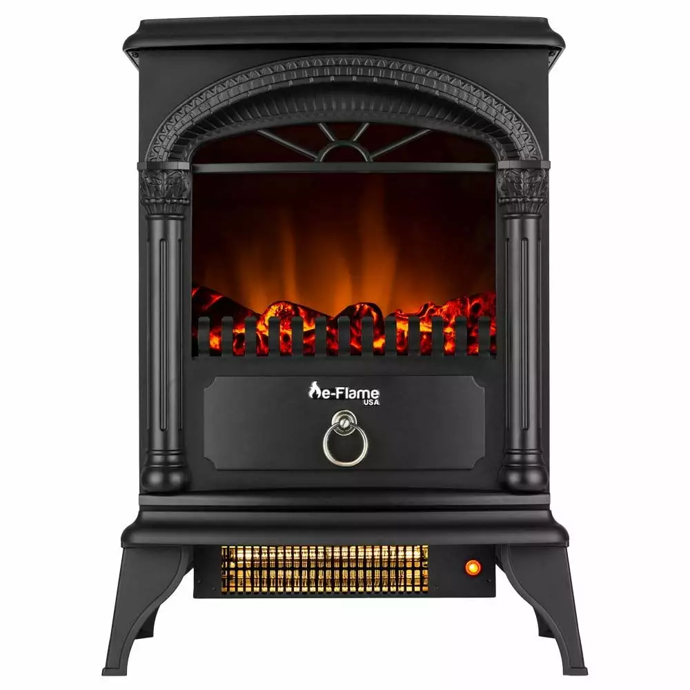 e-Flame USA Hamilton Free Standing Electric Fireplace Stove - Black